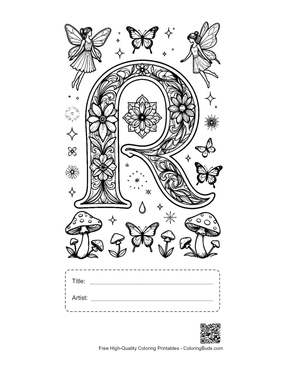 Printable A-Z sheet with title artist box