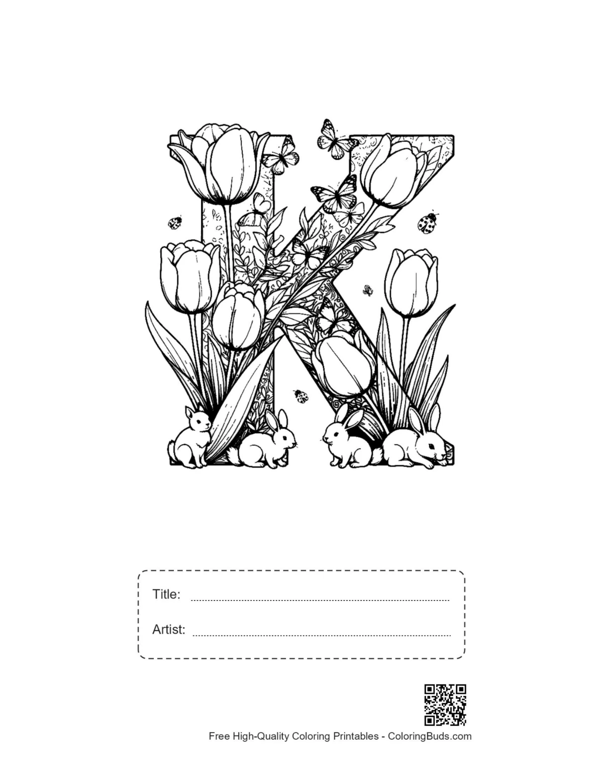 Letter A-Z sheet with title artist box