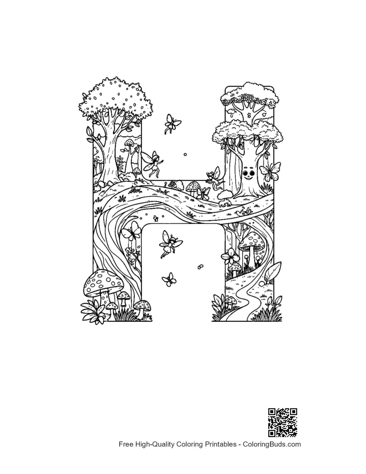 Printable Letter A-Z coloring page for kids