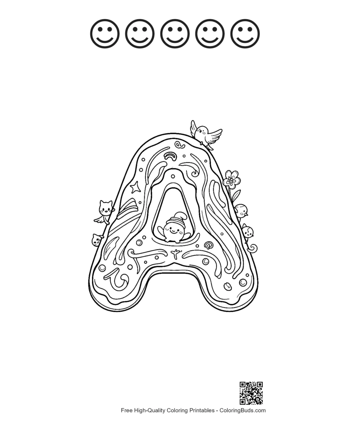 Letter A-Z printable happy face outlines