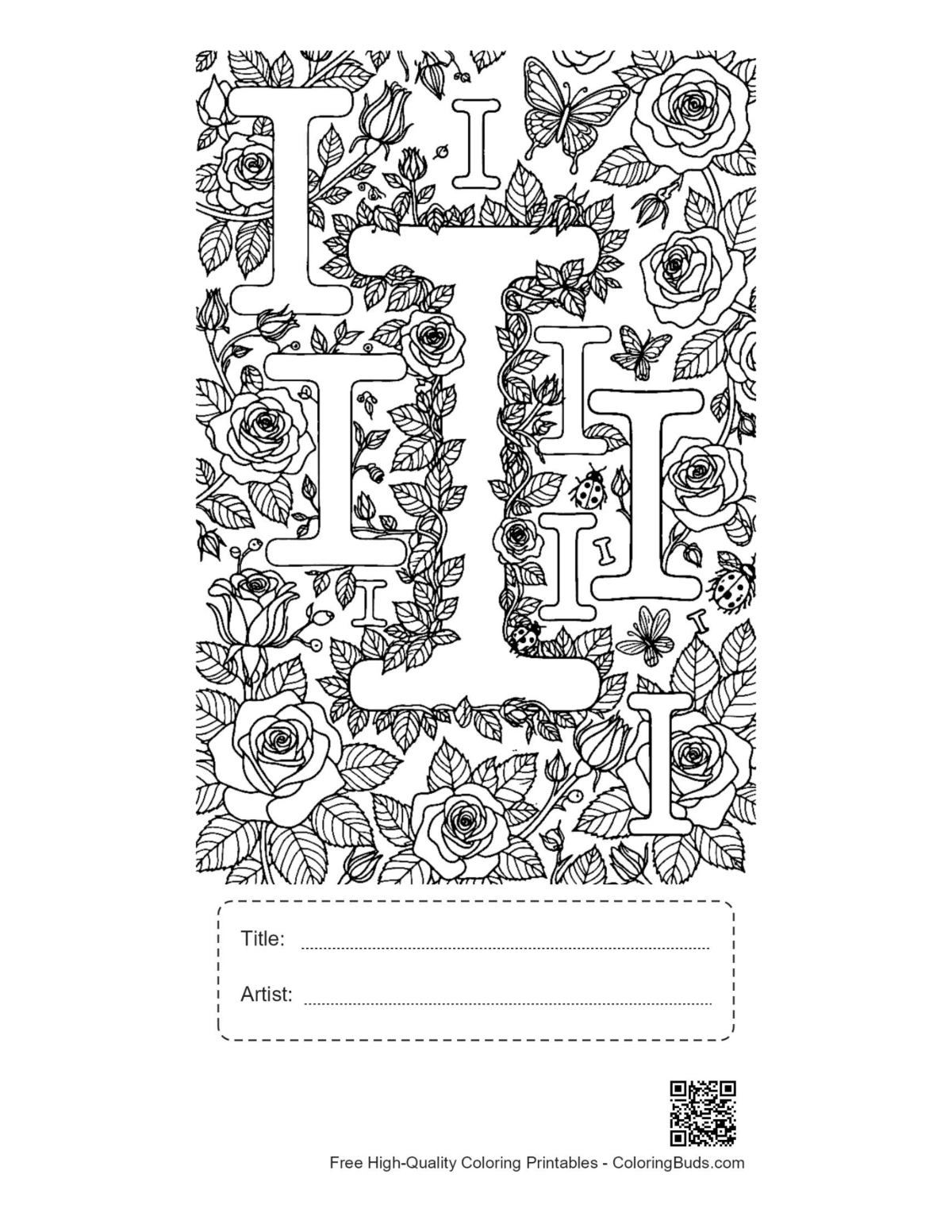 Vintage Letter I printable with title and artist box
