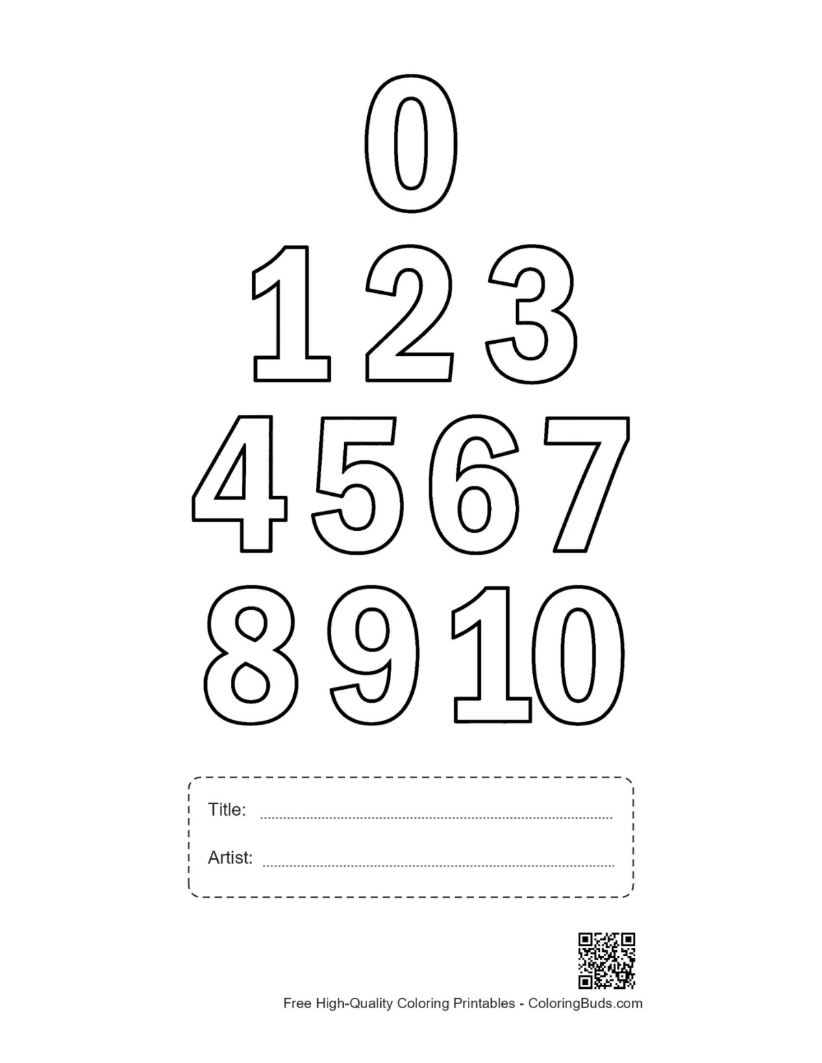 Malen nach Zahlen druckbar mit Titel Künstlerbox Zahlen 1-10