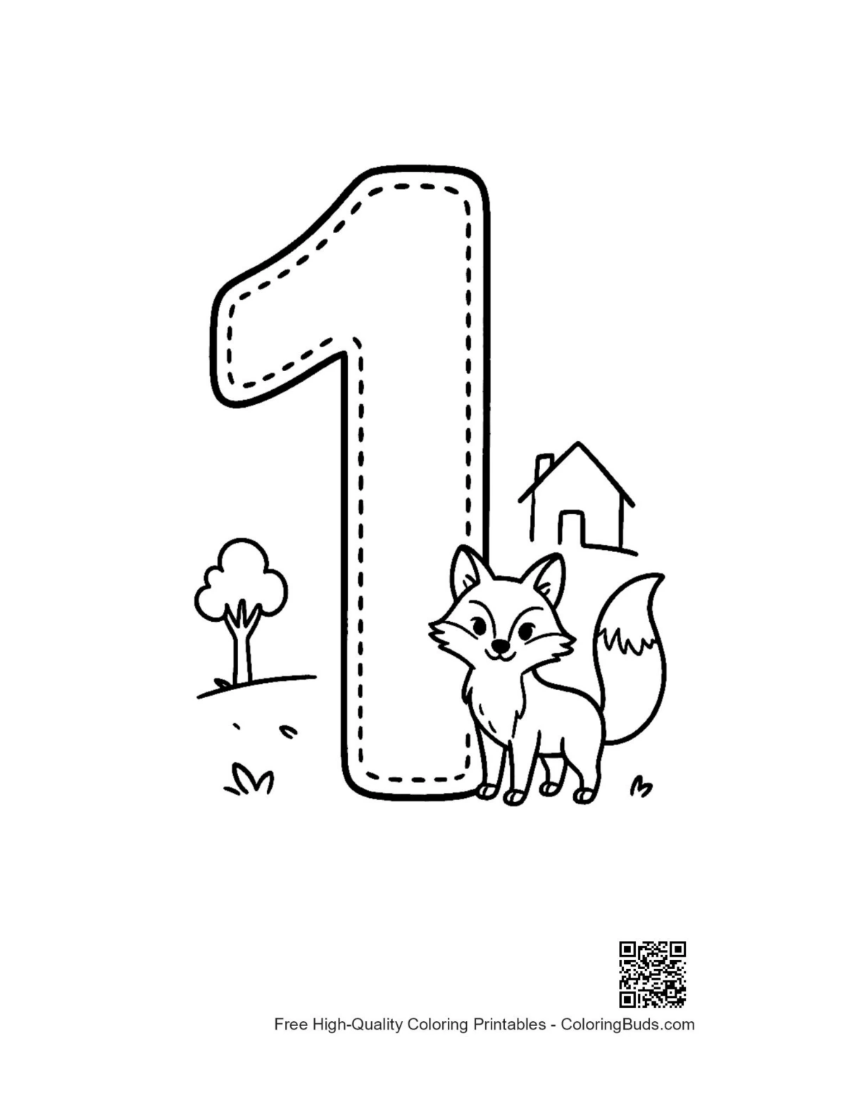 Easy numbers 1-10 printable coloring page for kids