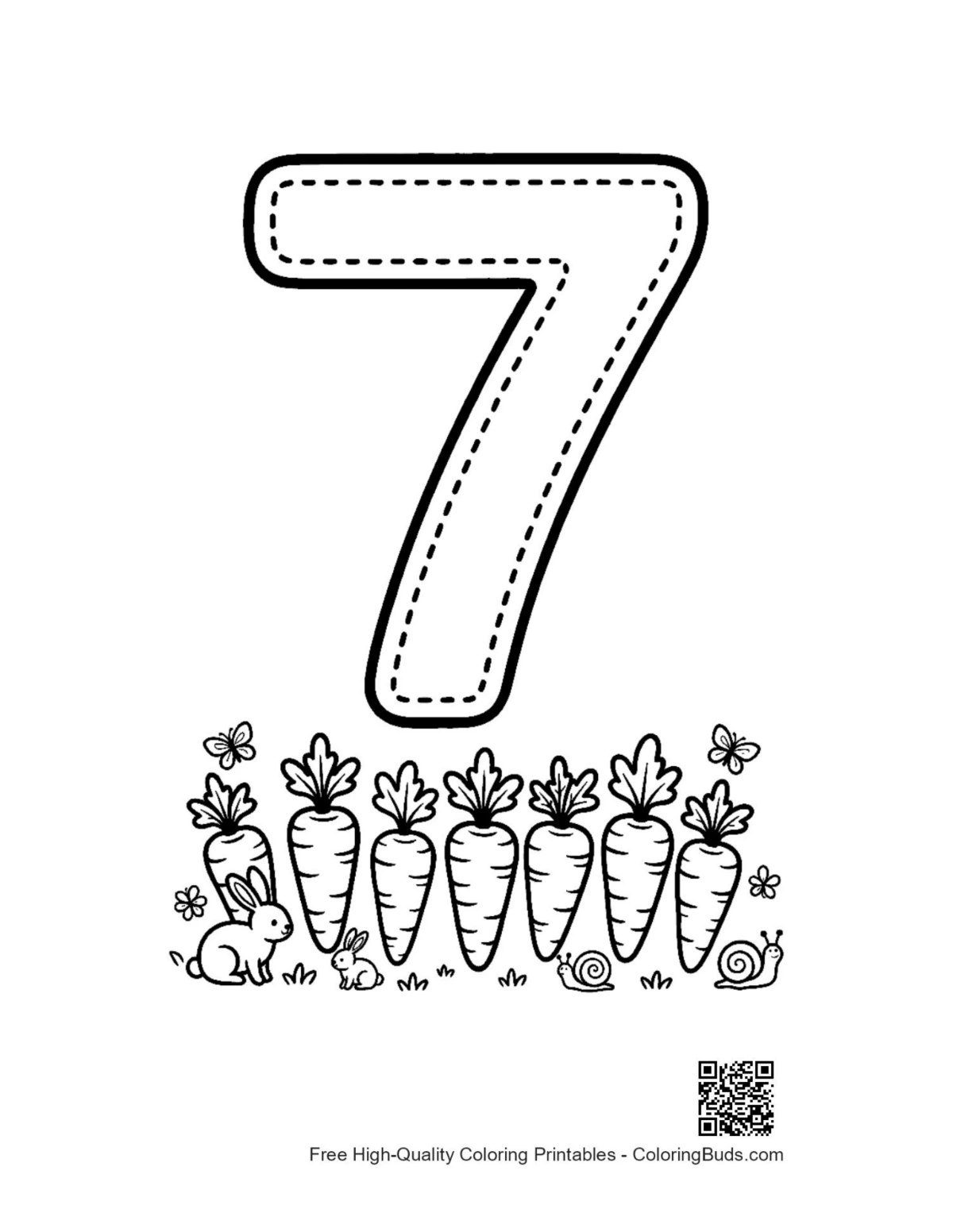 Printable Number 1-10 outline sheet