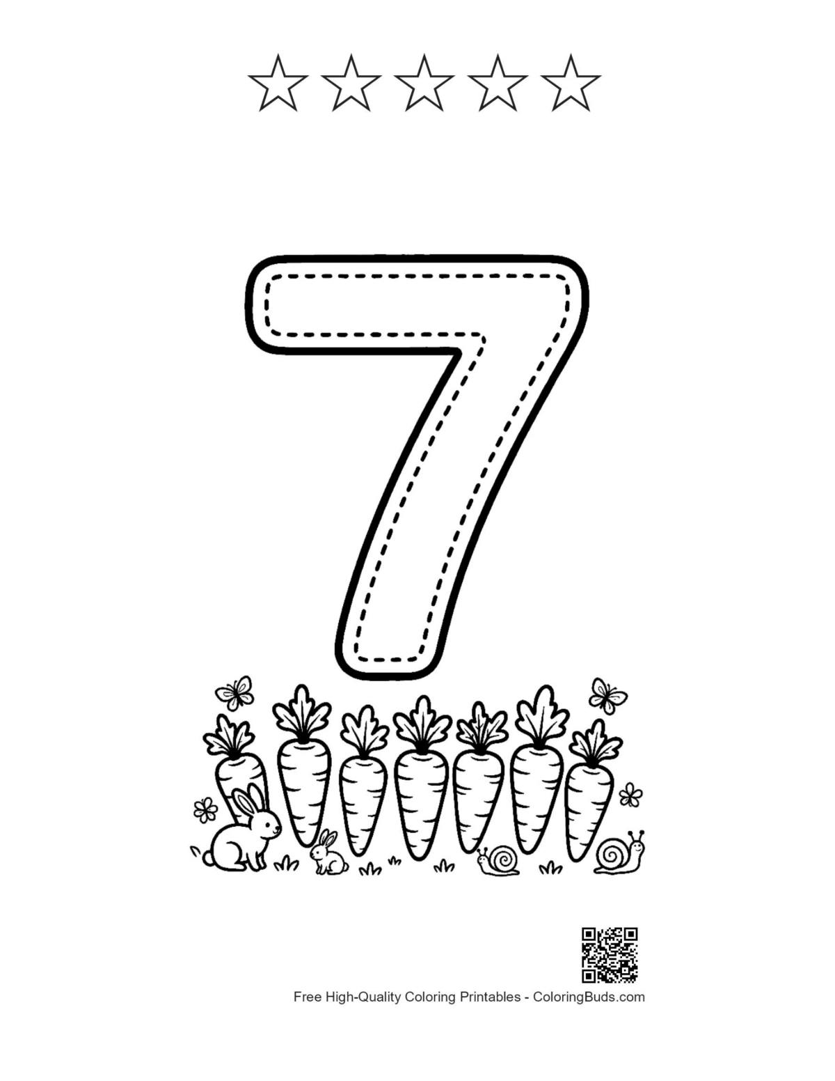 Number 1-10 with 5 stars outline printable