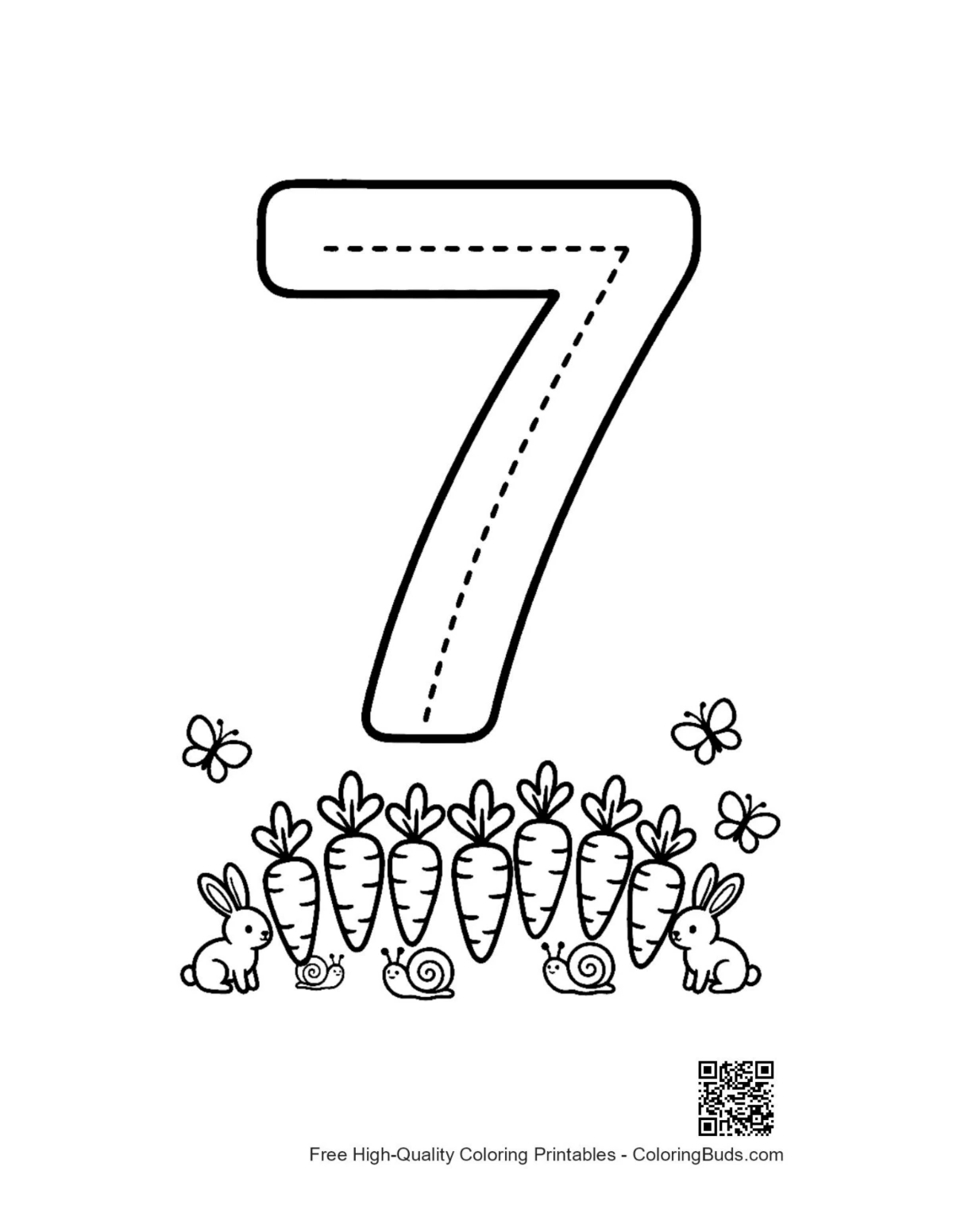 Printable number 7 tracing worksheet for kids handwriting