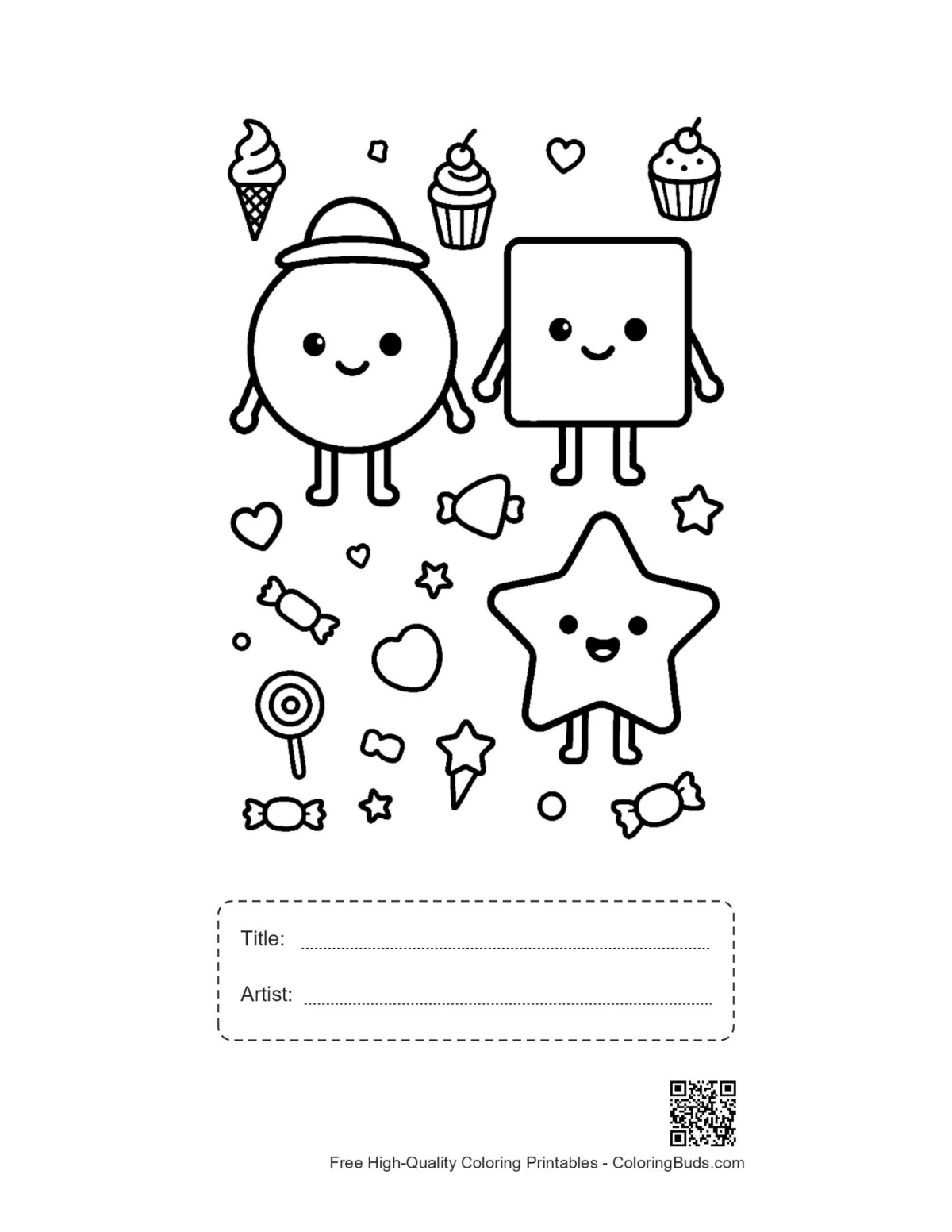 Circle square star printable with title artist box
