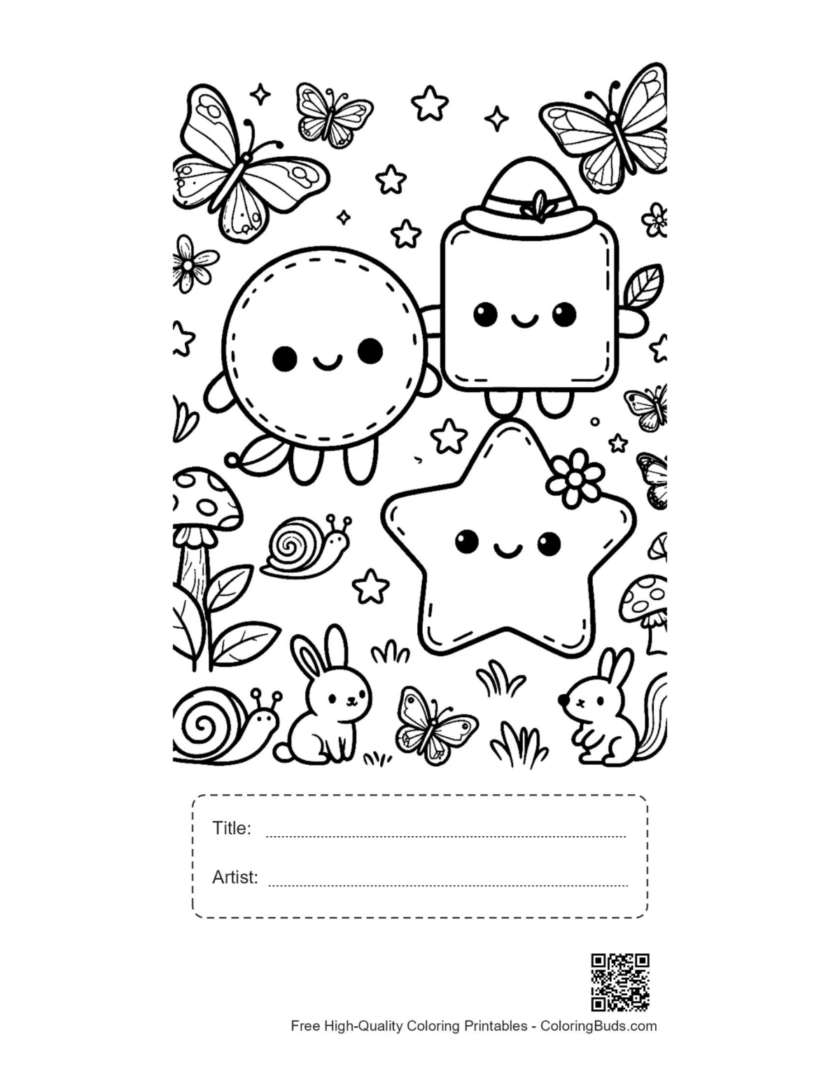 Circle square star printable with title artist box