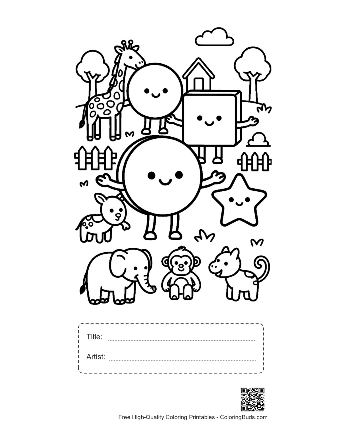 Circle square star printable with title artist box