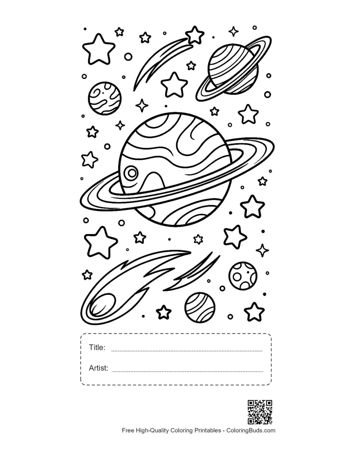 Easy planets printable with title box