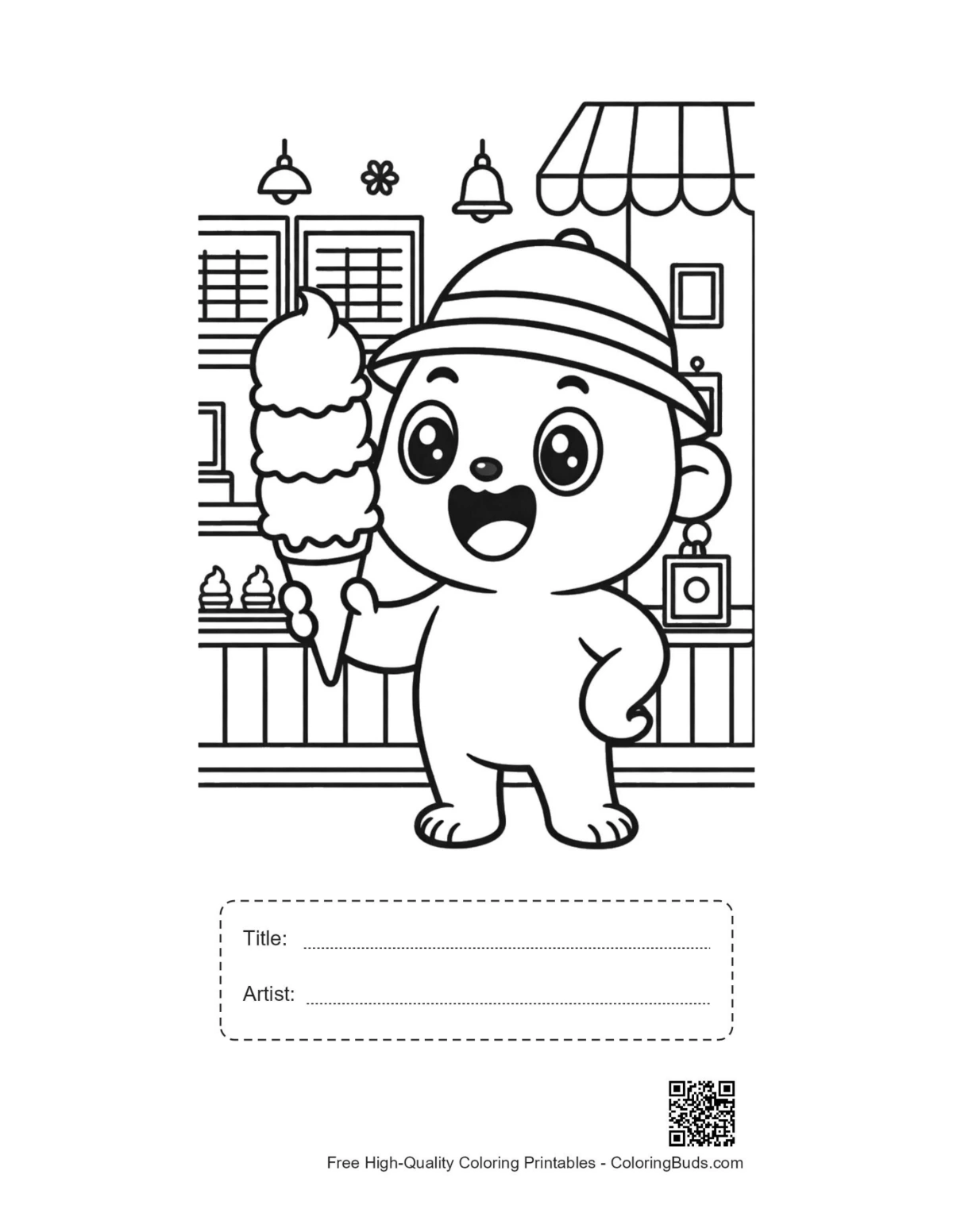Alien chef printable with title artist box for coloring