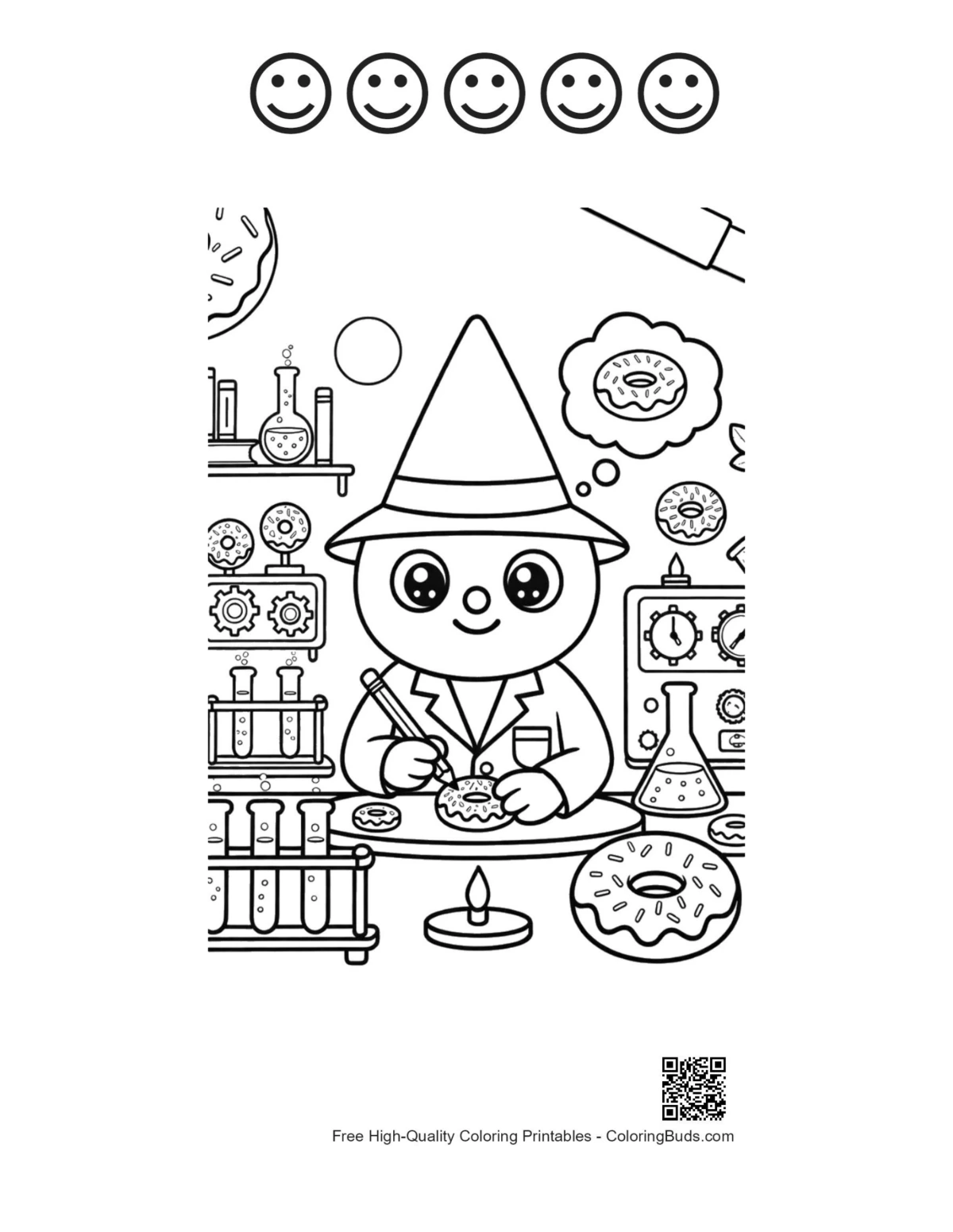 Alien lab printable with 5 happy faces outlines