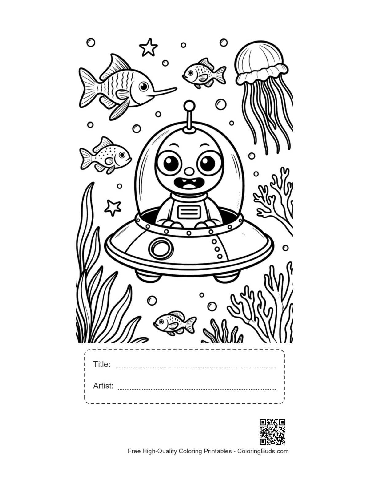 Printable deep sea alien mission with title box