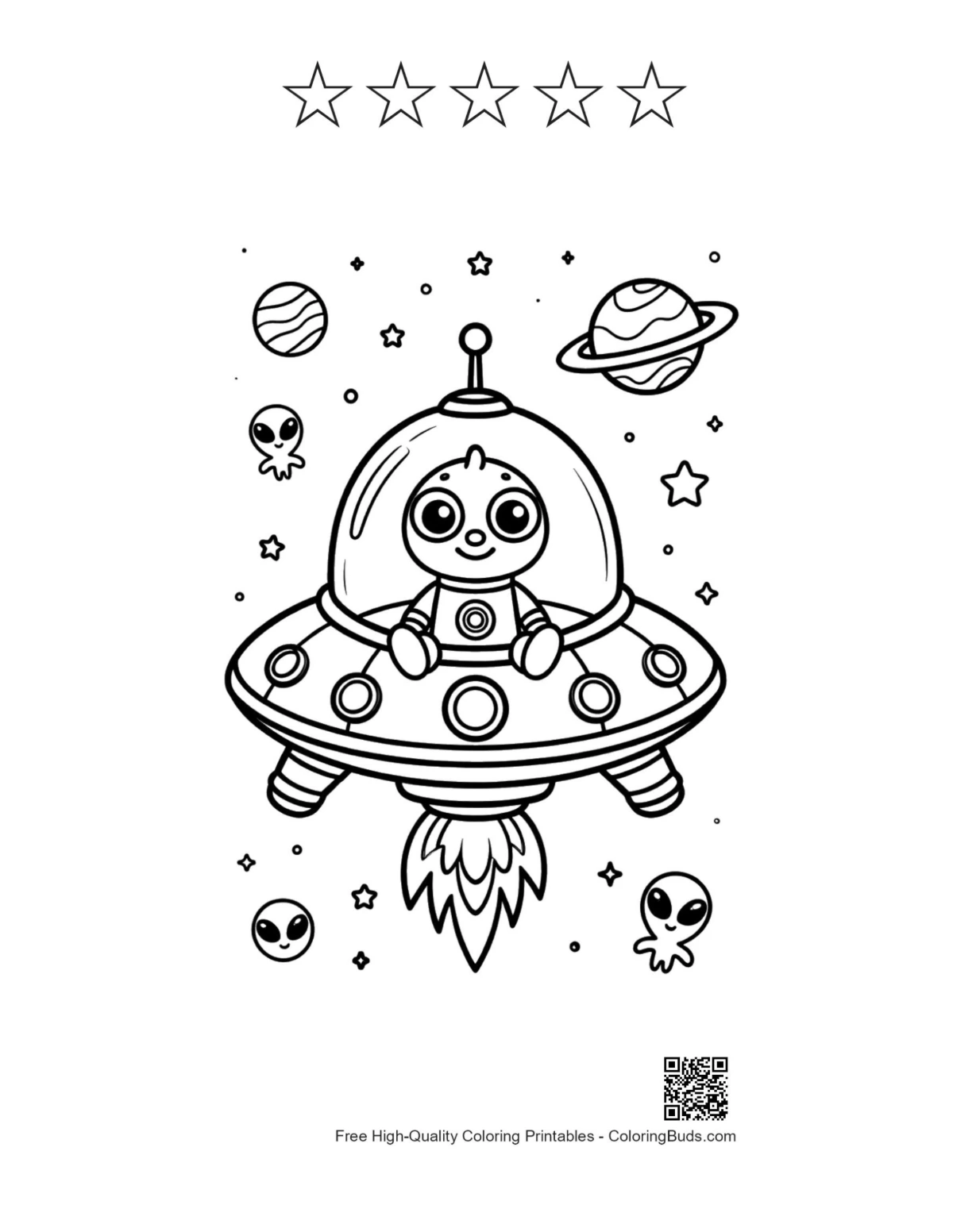 Alien pilot printable with star outlines