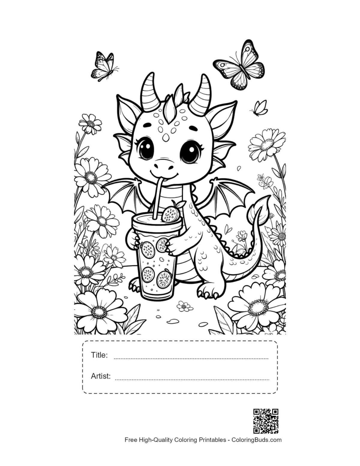Fire dragon summer drink printable with title box