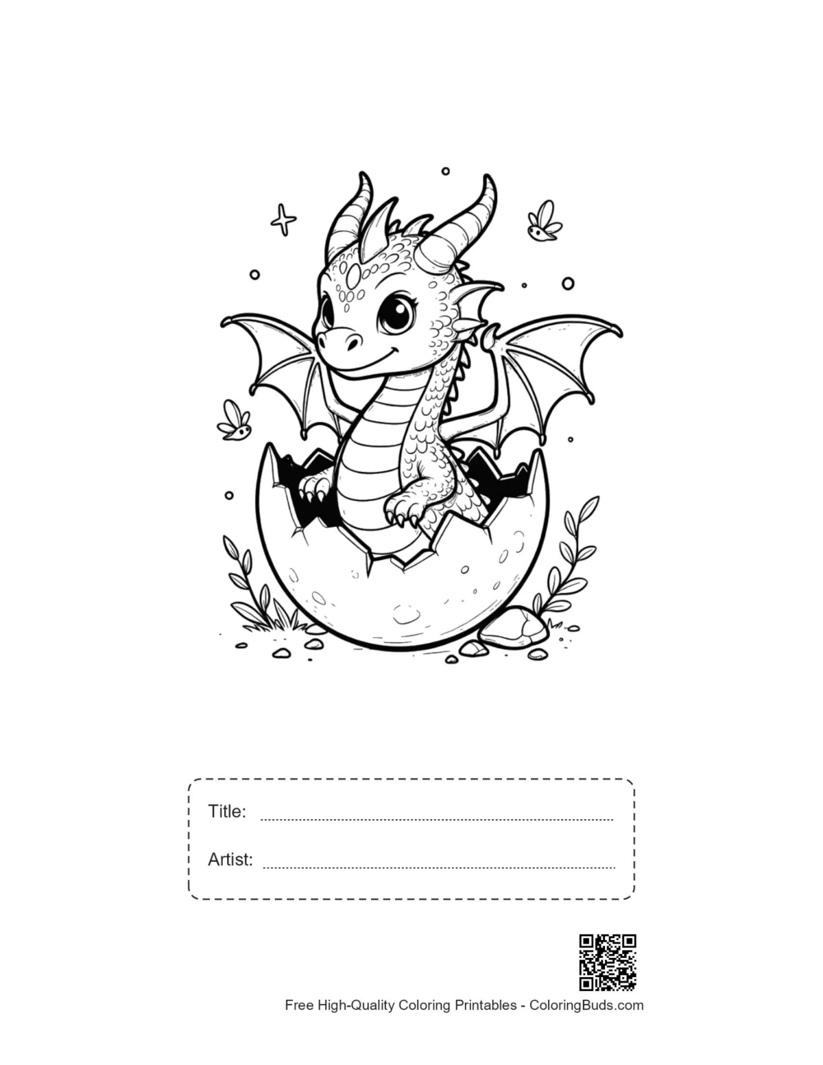 Newborn fire dragon eggshell printable with title box