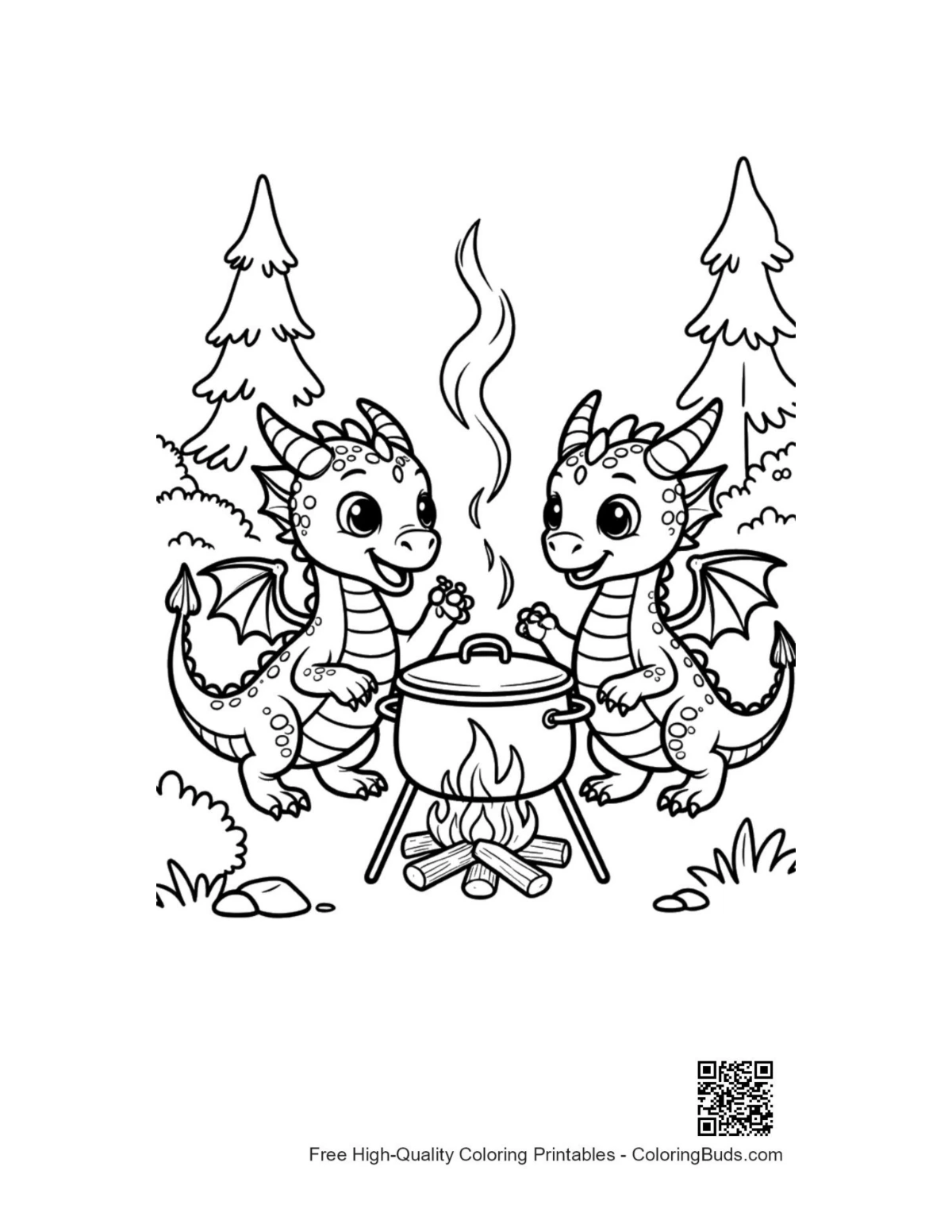 Cute baby dragon printable coloring page