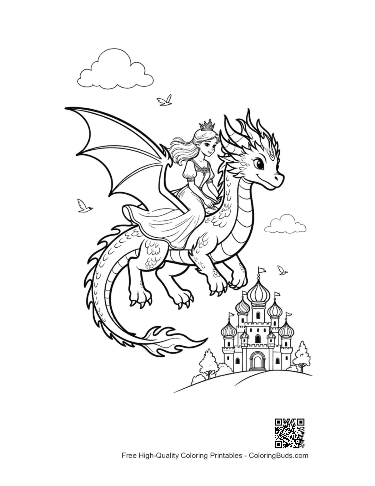 Cute fire dragon printable coloring outline