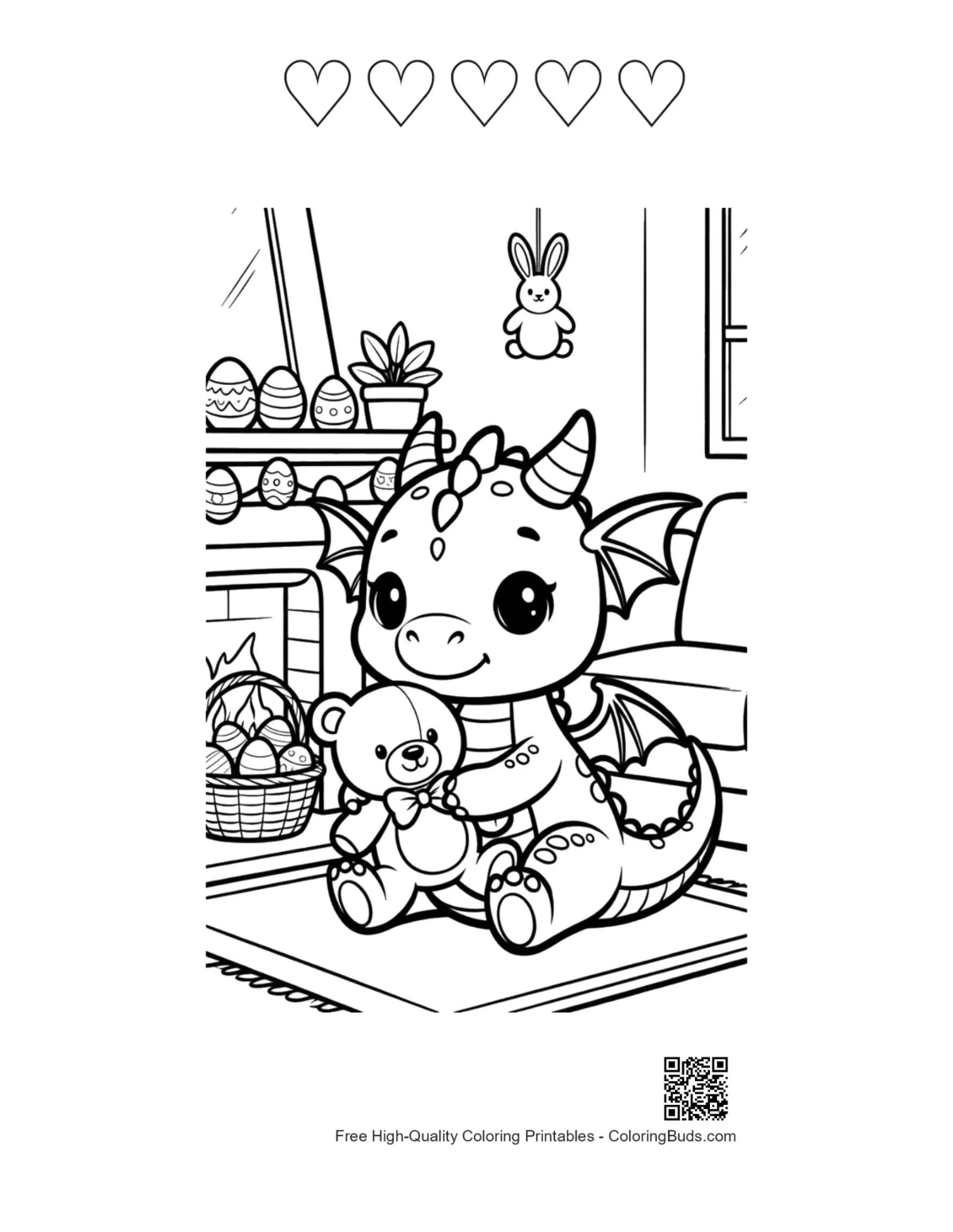 Baby dragon printable with 5 star outlines