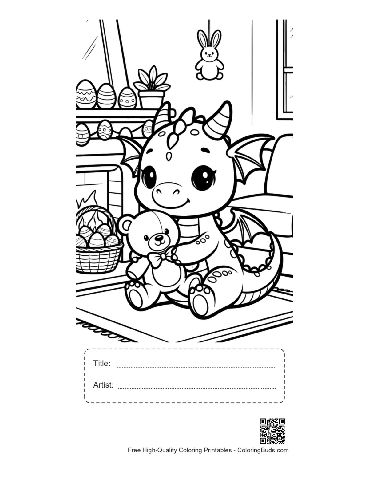 Baby dragon printable with title and artist box