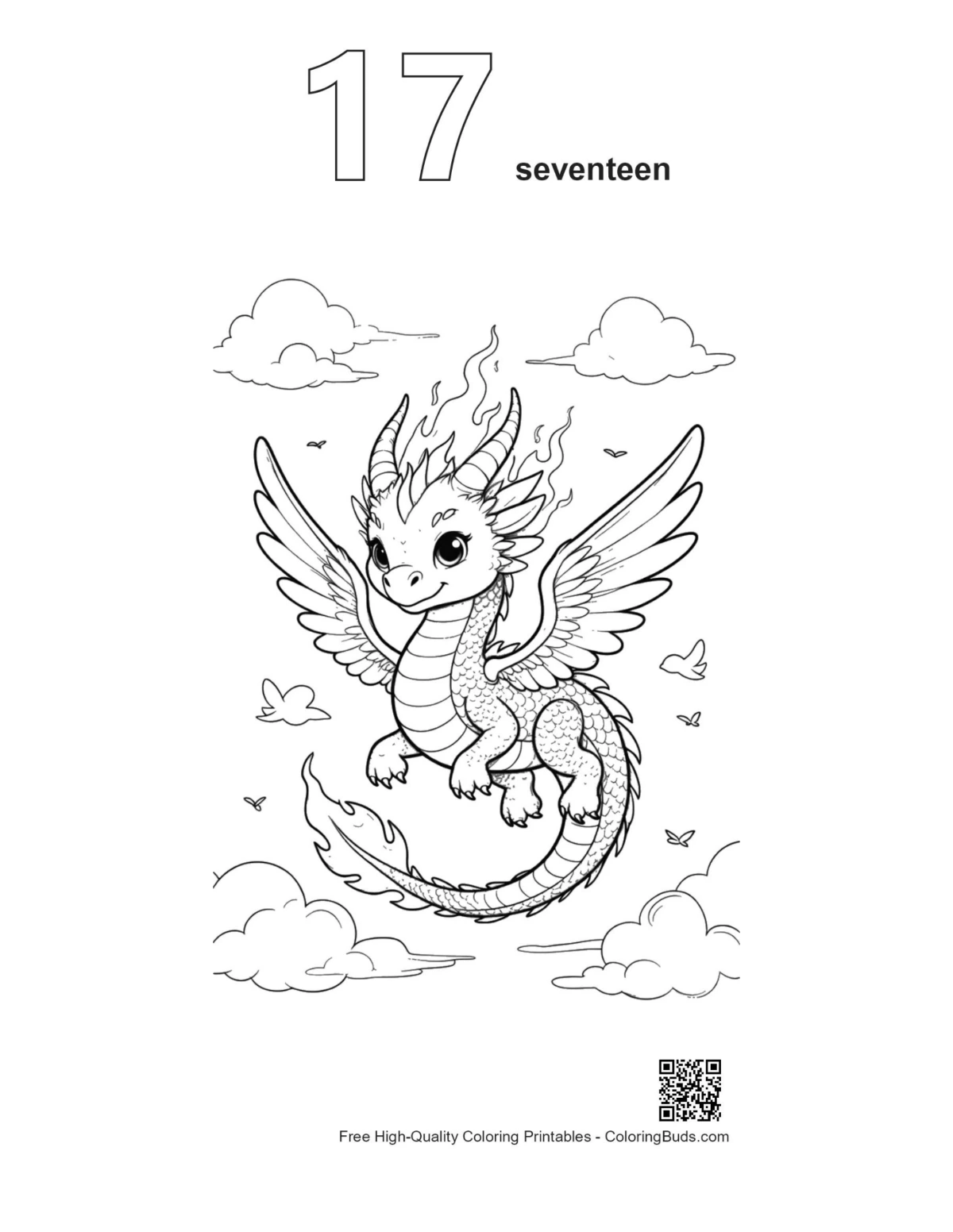 Outline 17 fire dragon coloring printable