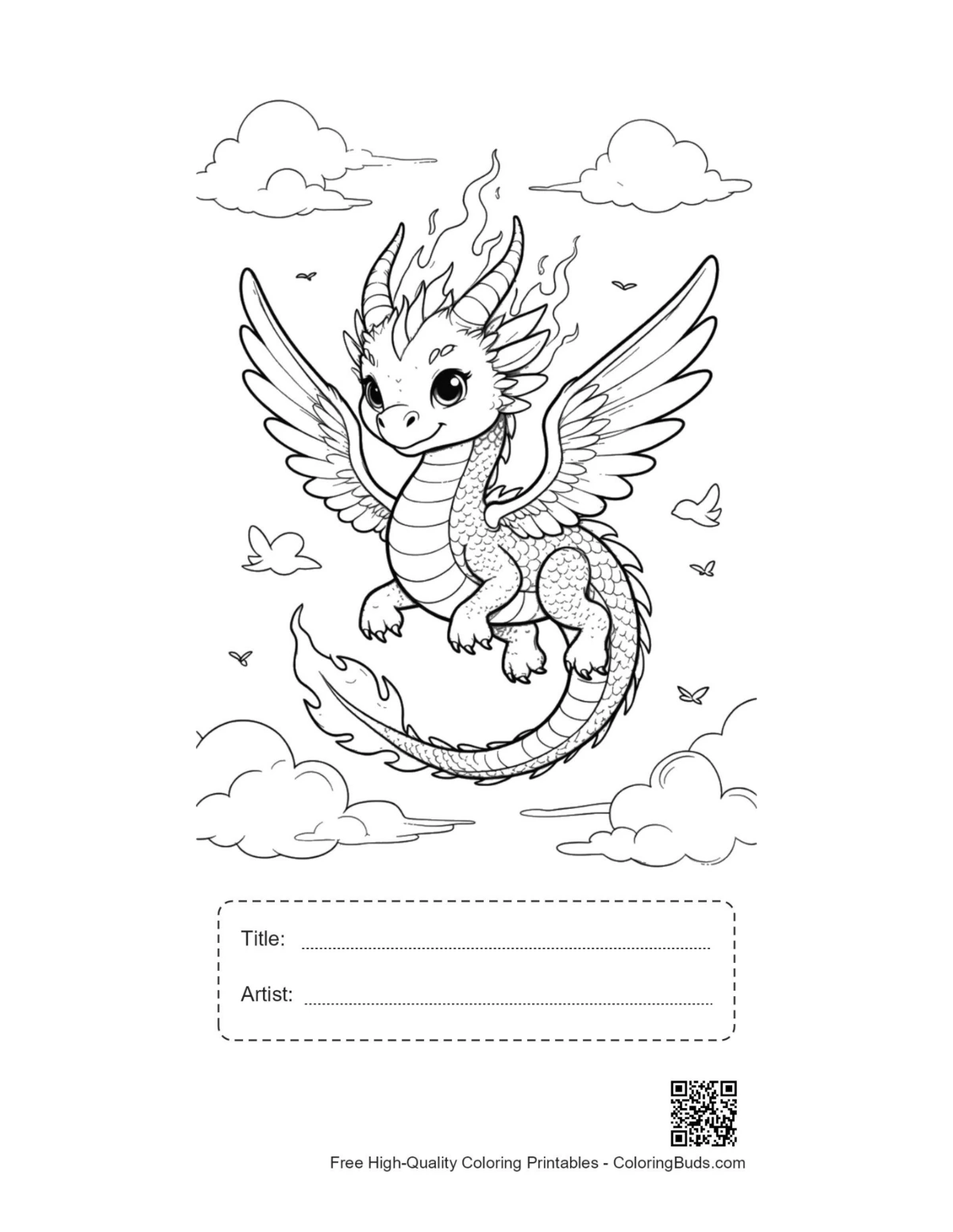 Fire dragon printable with title artist box