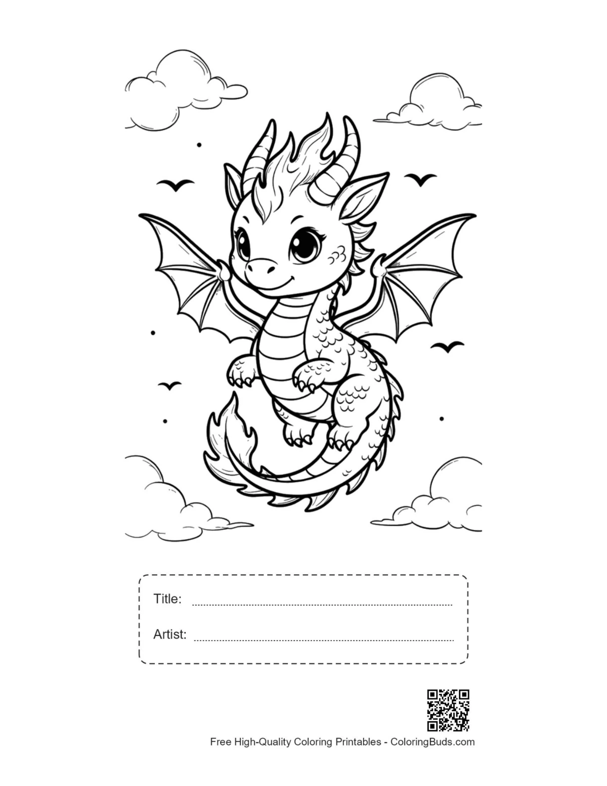 Fire dragon printable with title box