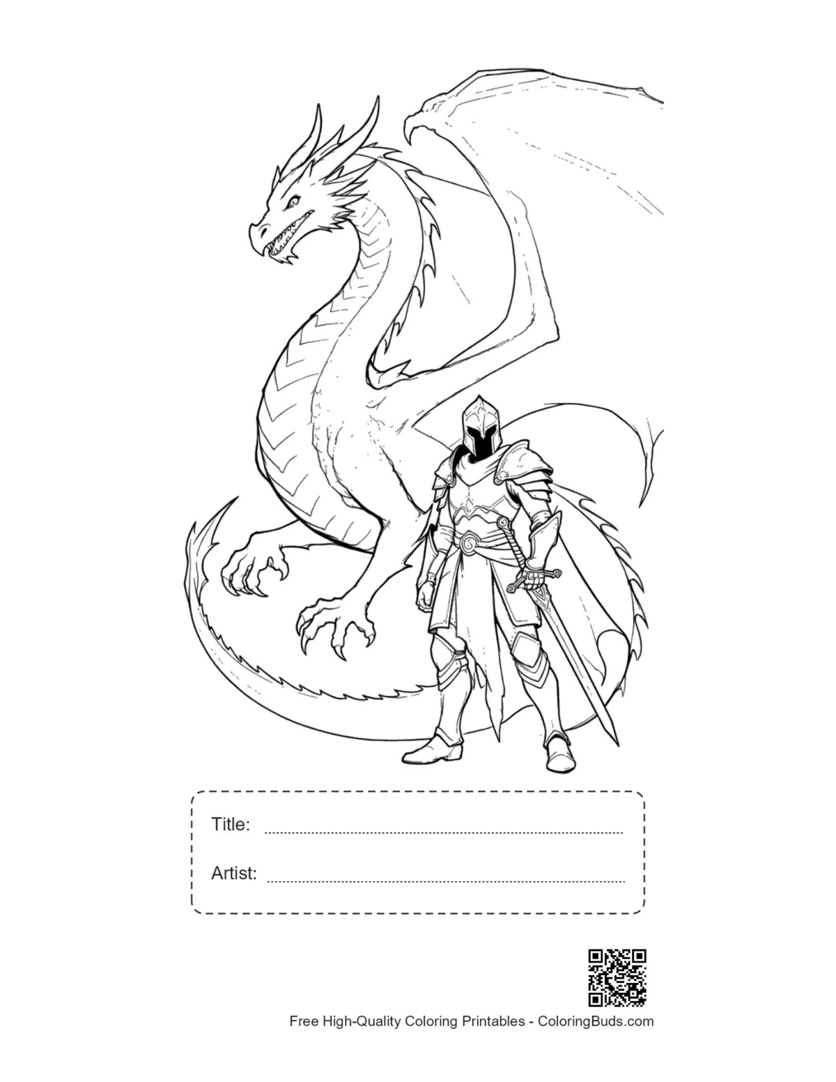 Fire dragon knight printable with title artist box