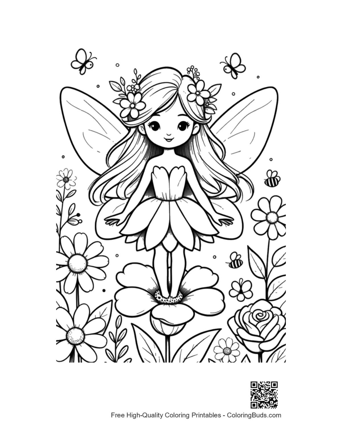 Beautiful winged fairy flower crown Garden Fairy printable