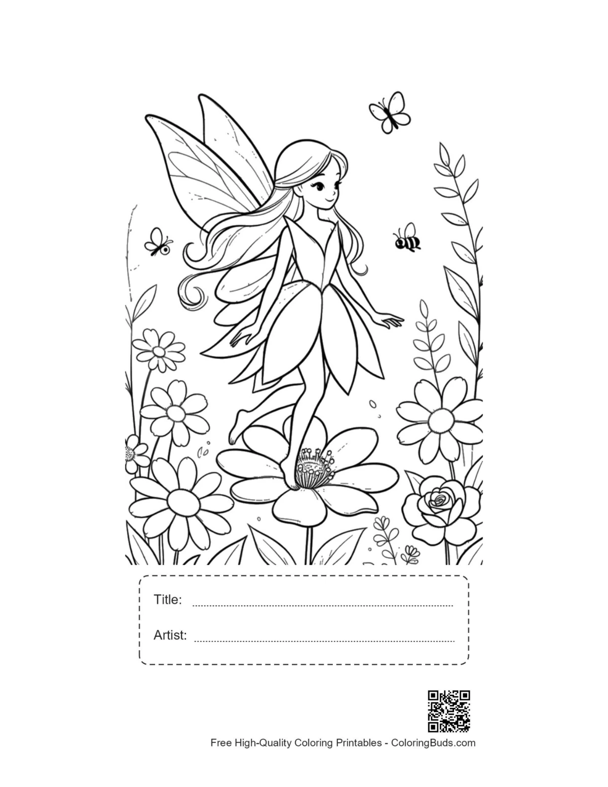 Garden fairy sheet with title artist box printable