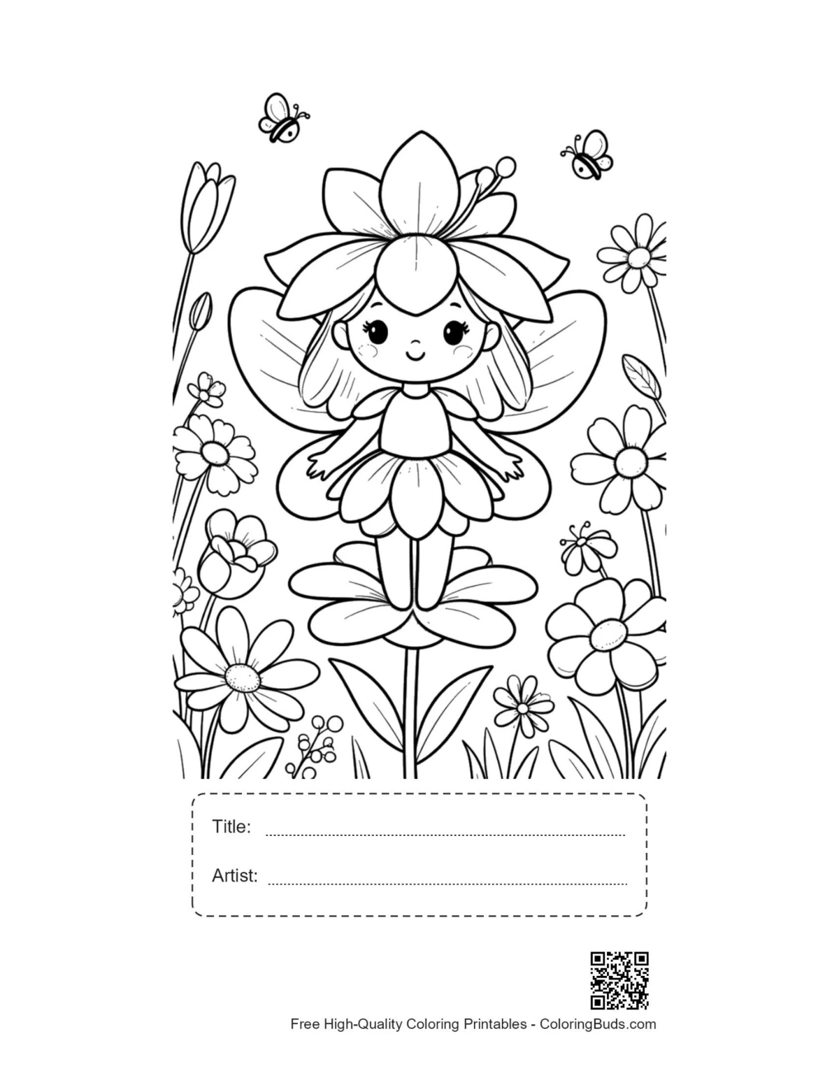 Garden fairy printable with title box