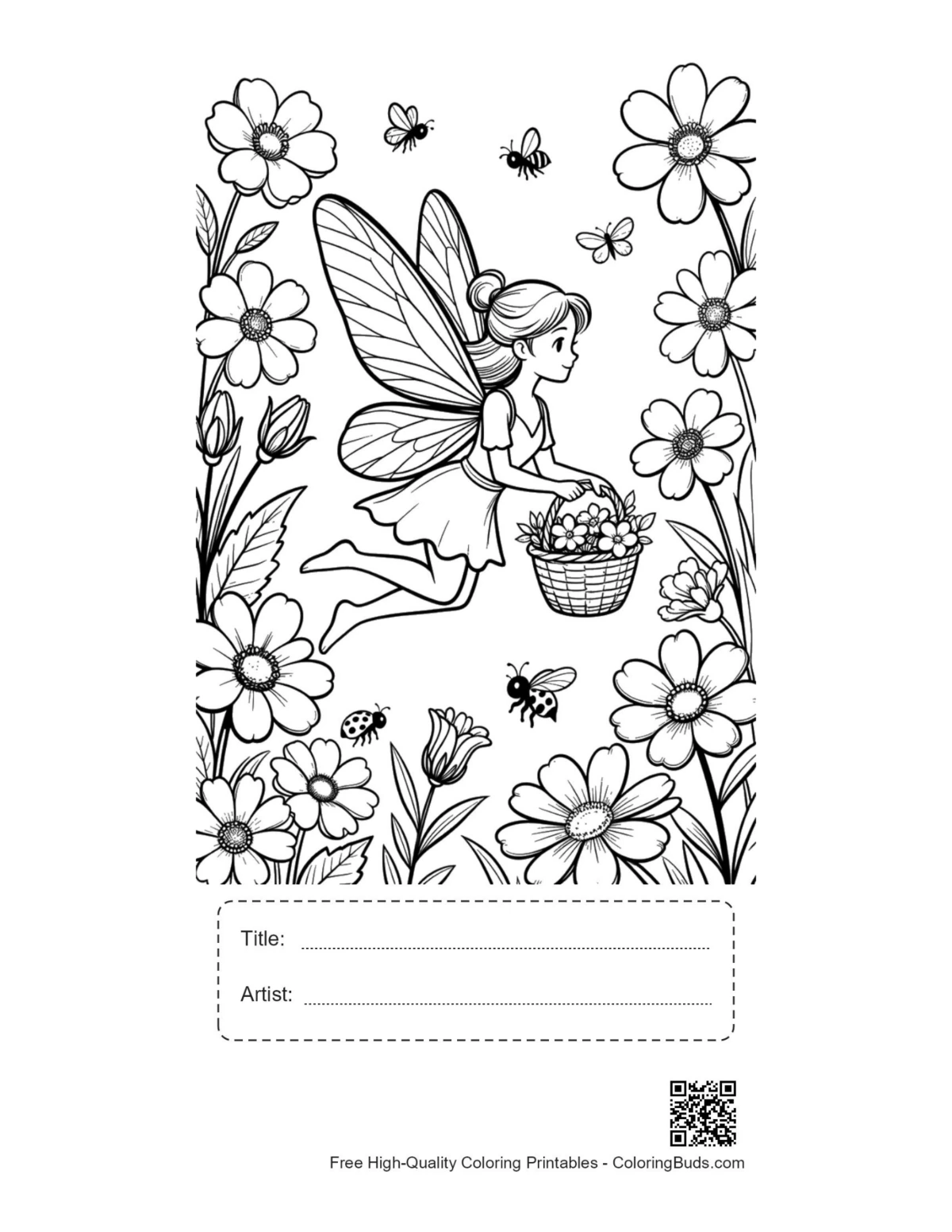 Garden fairy printable with title box