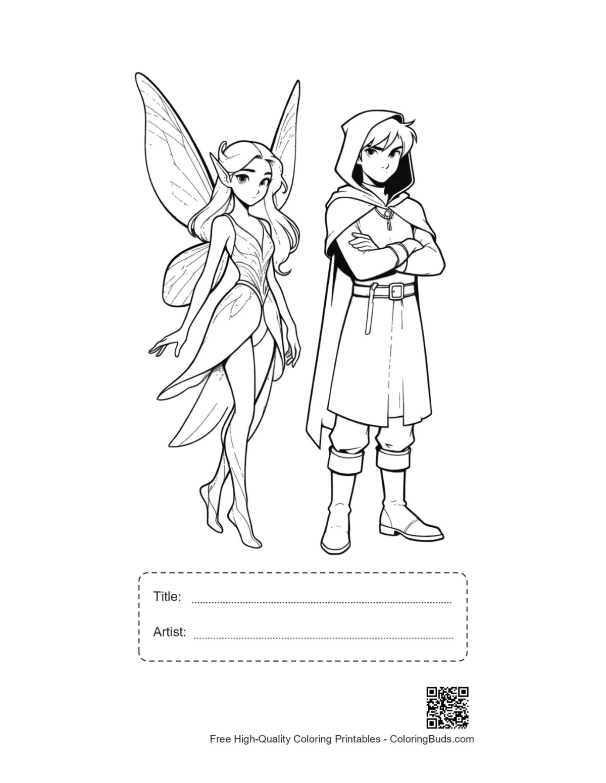 Printable Garden Fairy sheet with title box