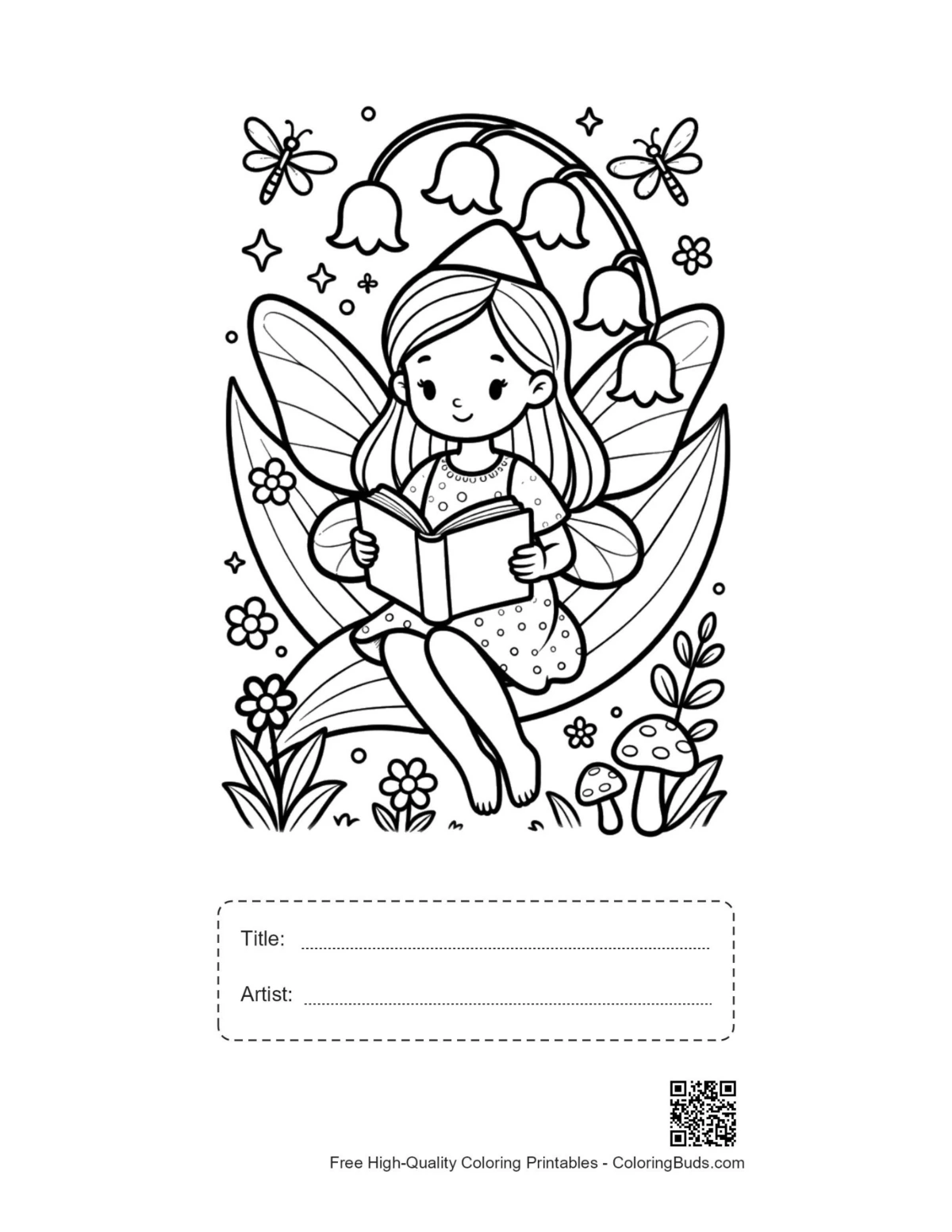 Garden fairy printable with title artist box