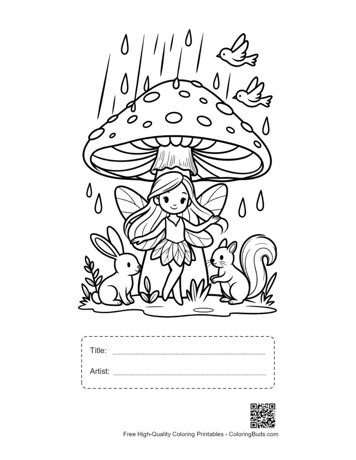 Garden fairy bunnies printable with title artist box