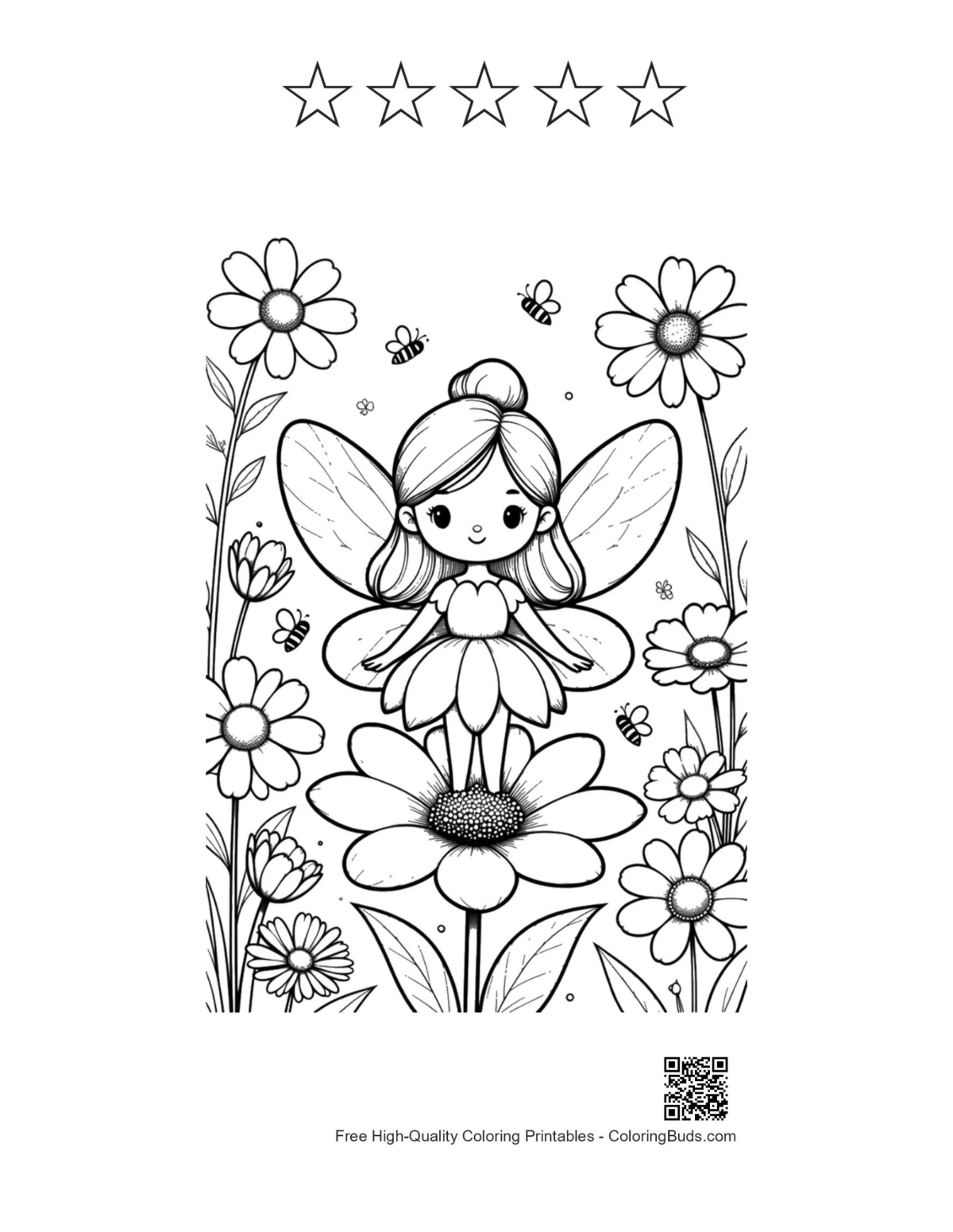 Garden sprite printable with 5 star outline