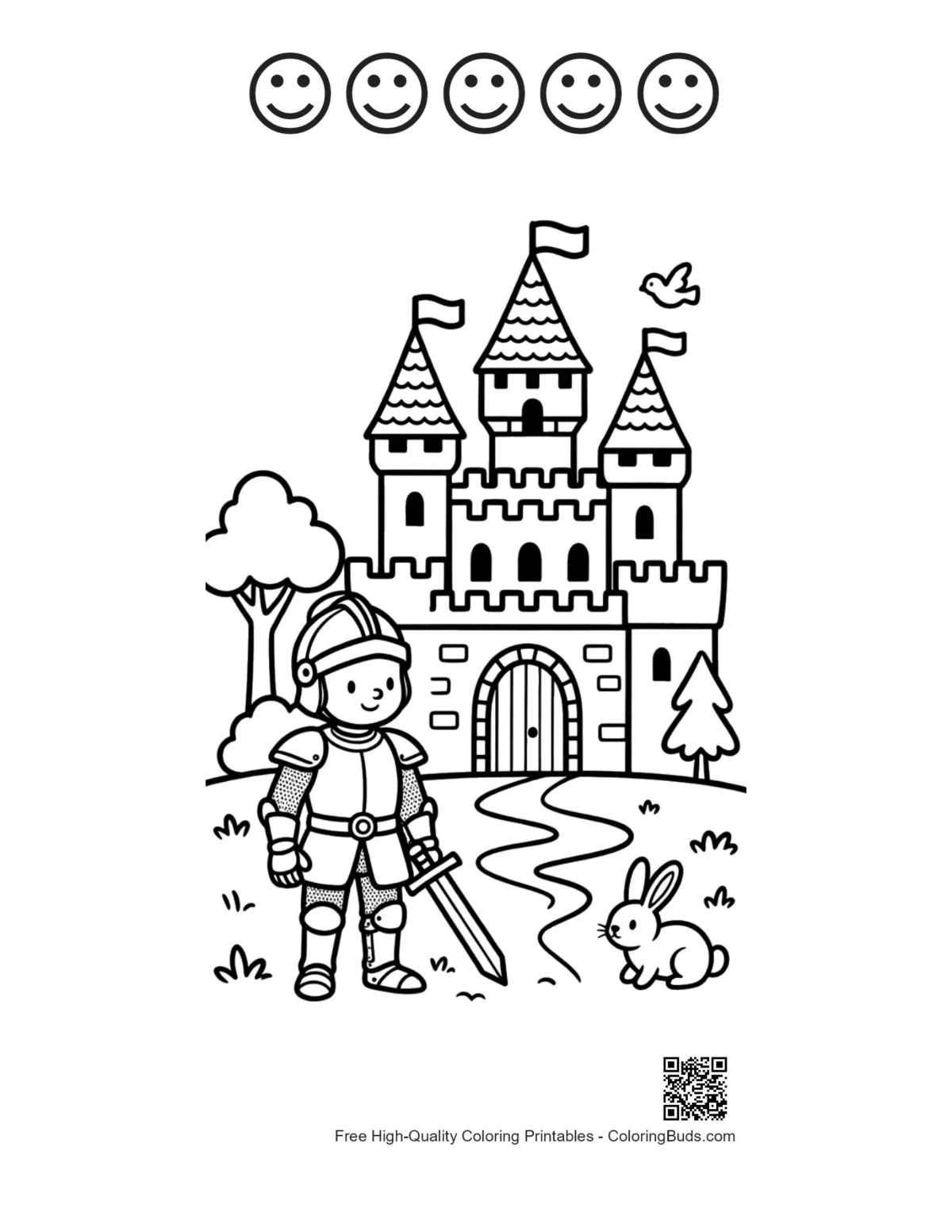 Cute knight gates printable with 5 happy faces