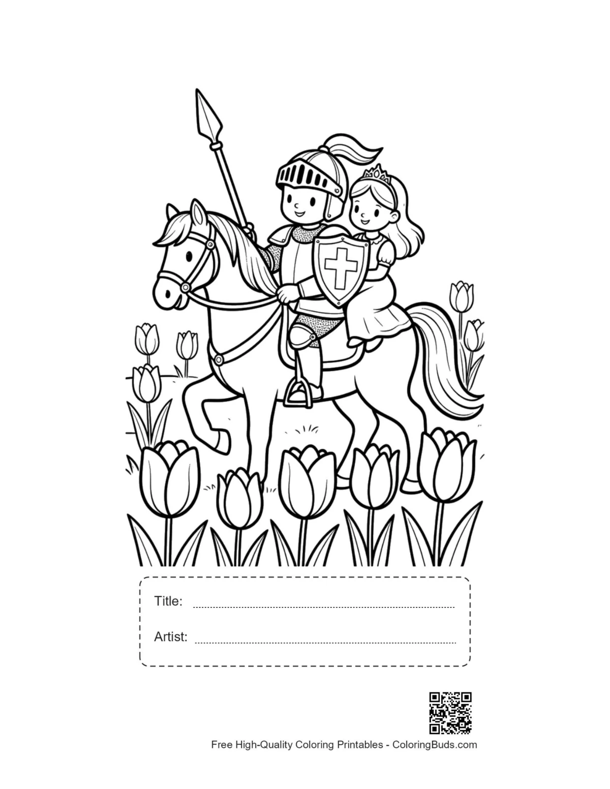 Printable knight page with title artist box for download