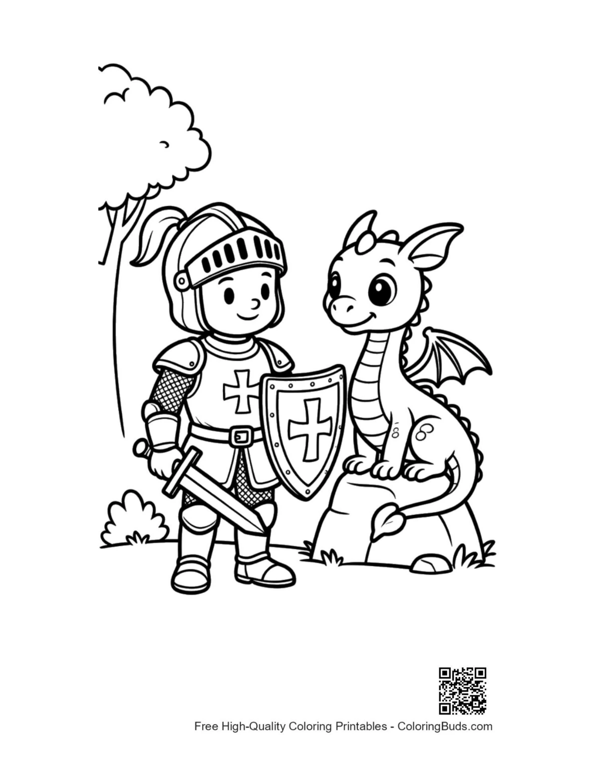 Free medieval knight coloring printable outline