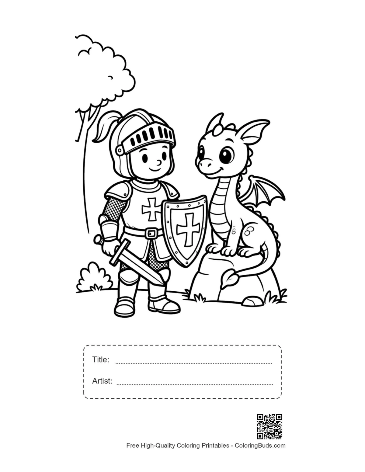 Medieval knight printable with title artist box