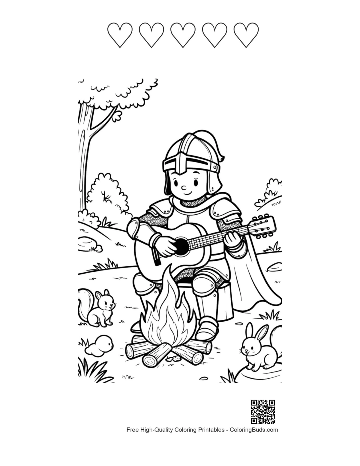 Happy knight music printable 5 hearts