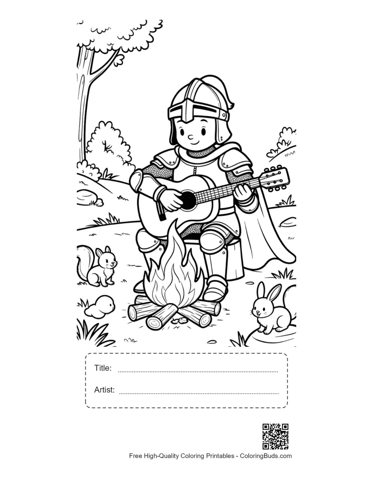 Happy knight campfire printable with title box