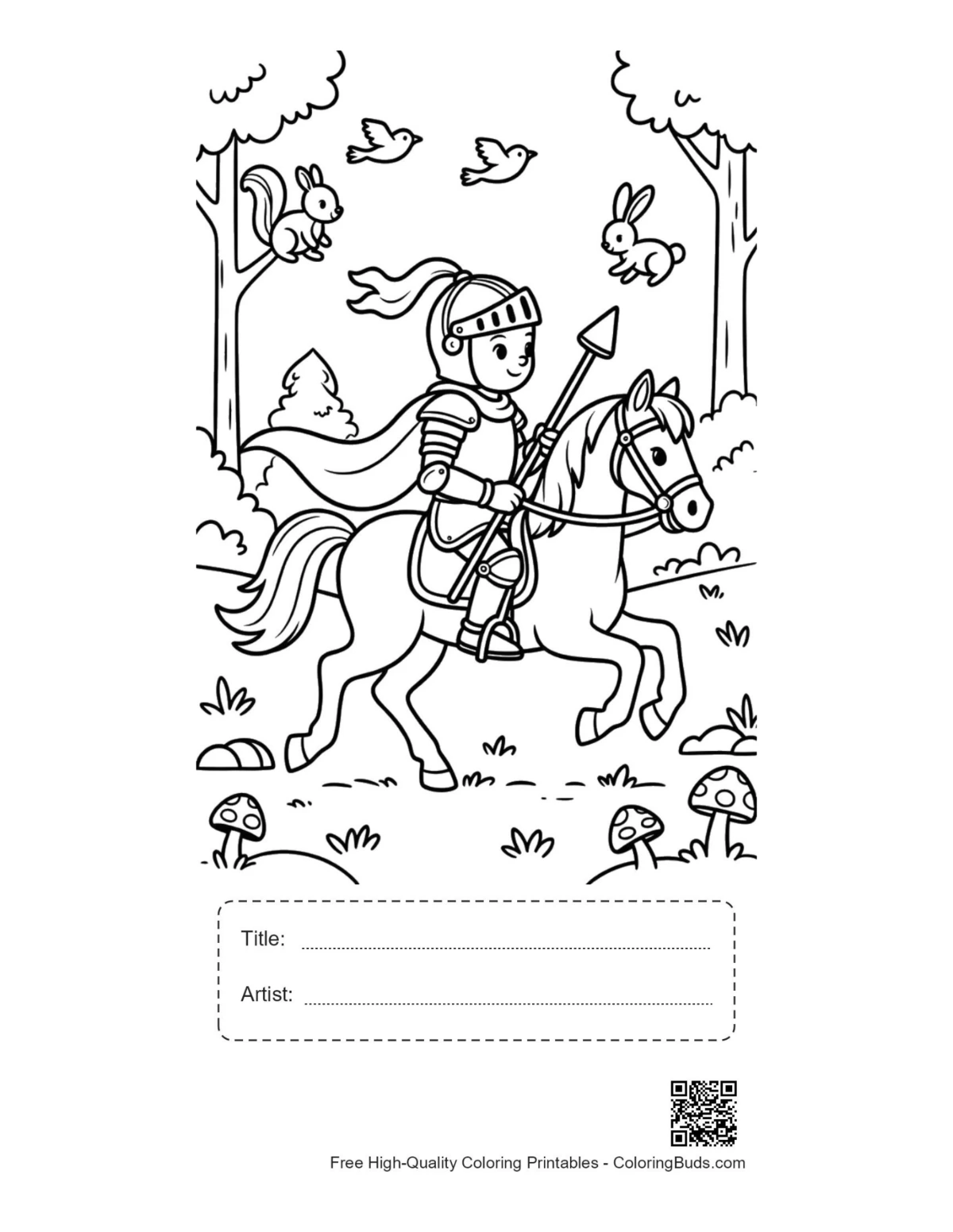 Heroic knight printable with title artist box