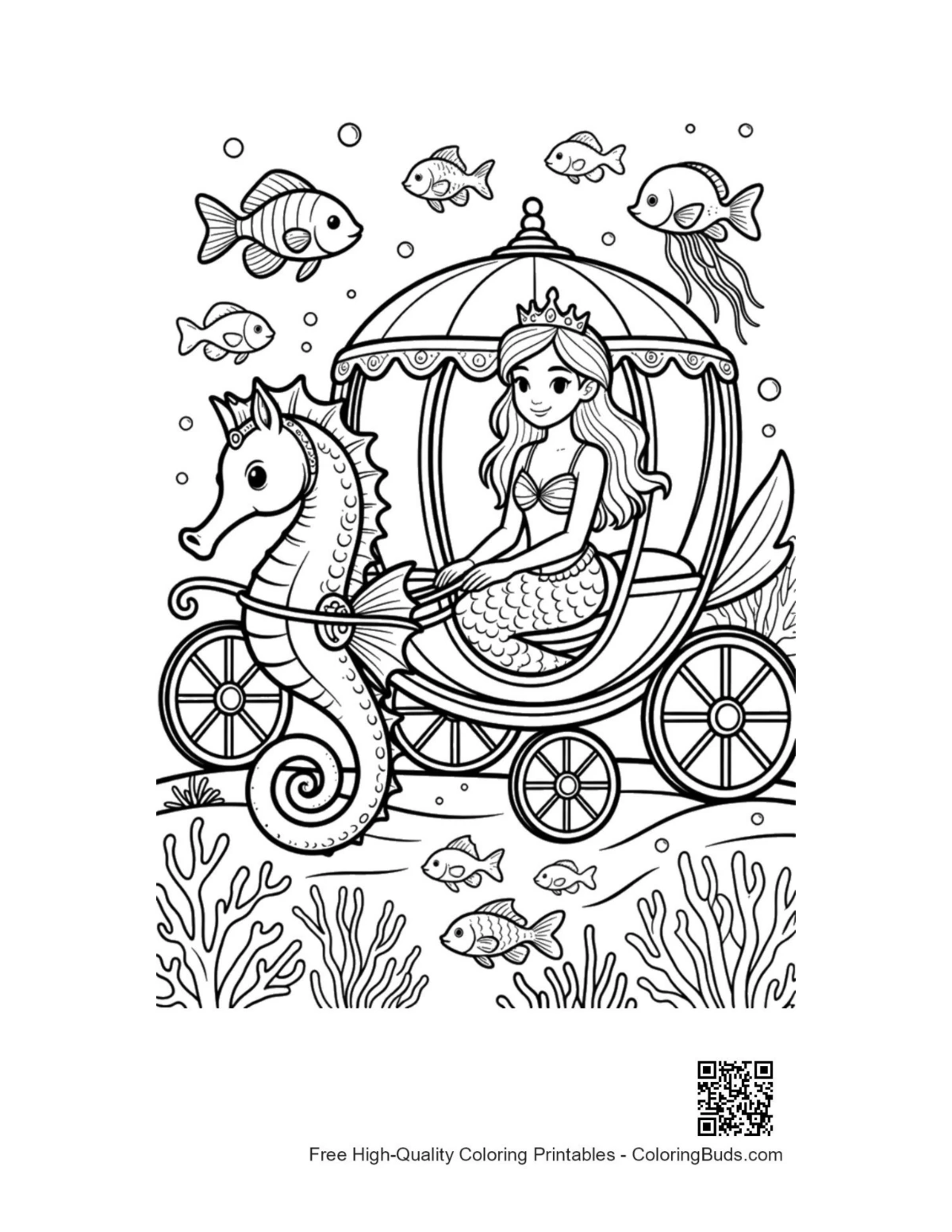 Mermaid Princess printable coloring page