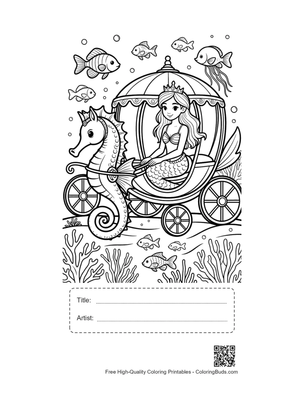 Mermaid Princess printable with title box