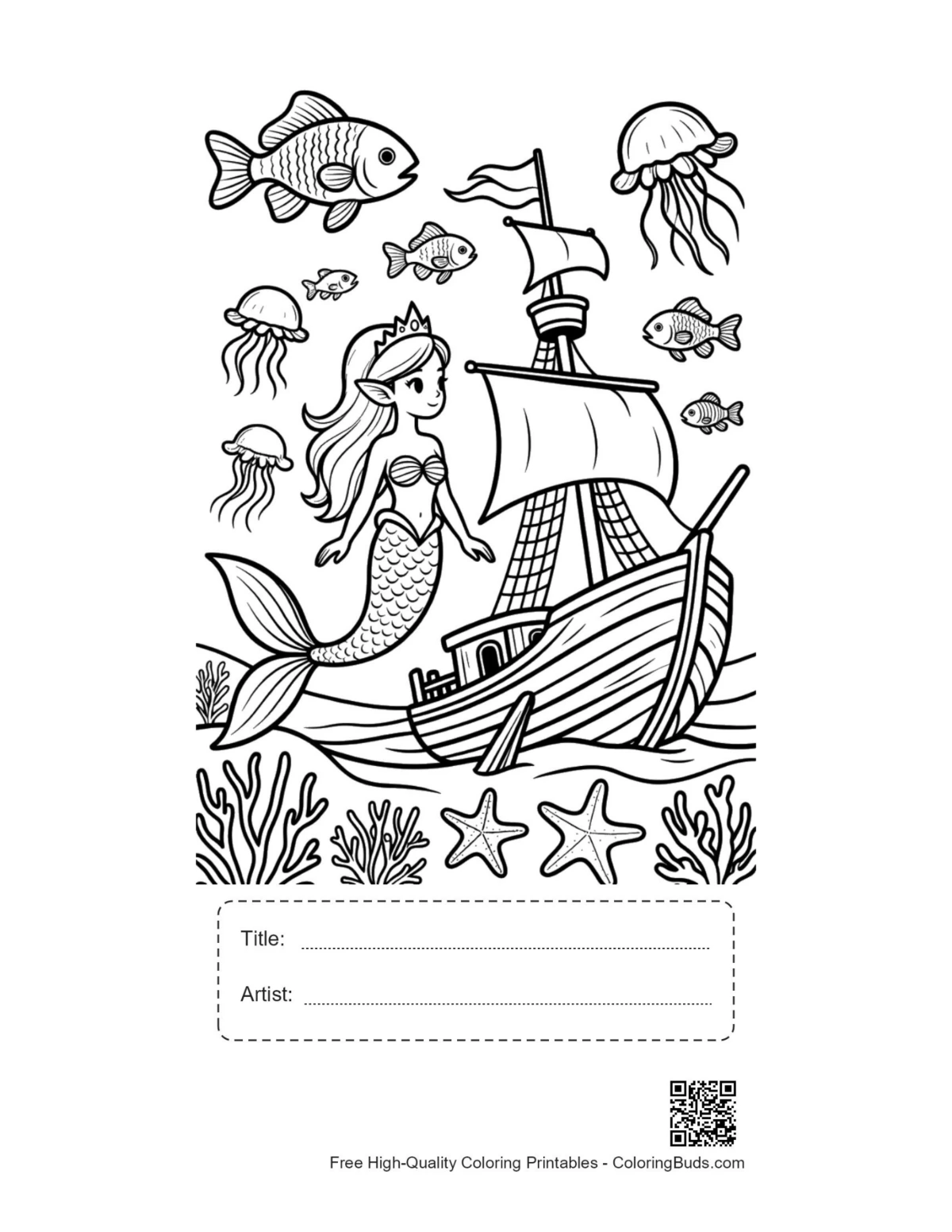 Mermaid Princess printable with title and artist box