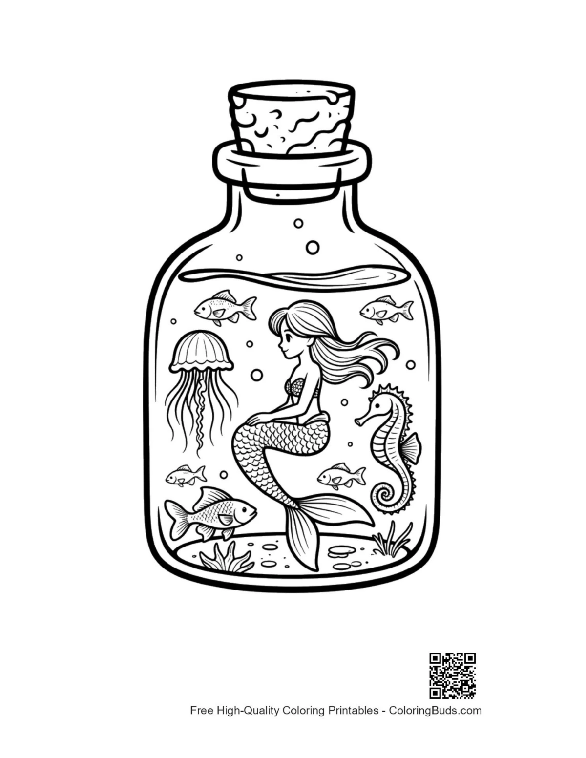 Mermaid Princess printable coloring page