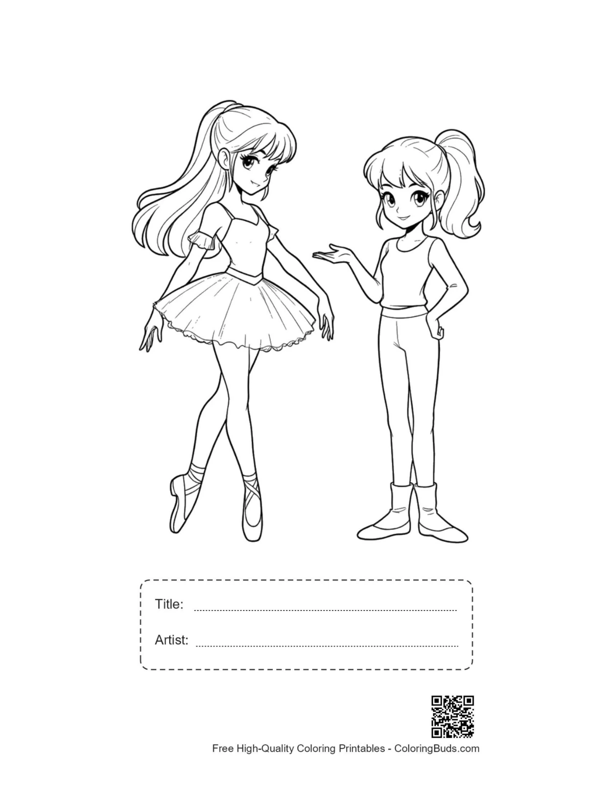 Printable Ballerina Princess posing sheet with title box