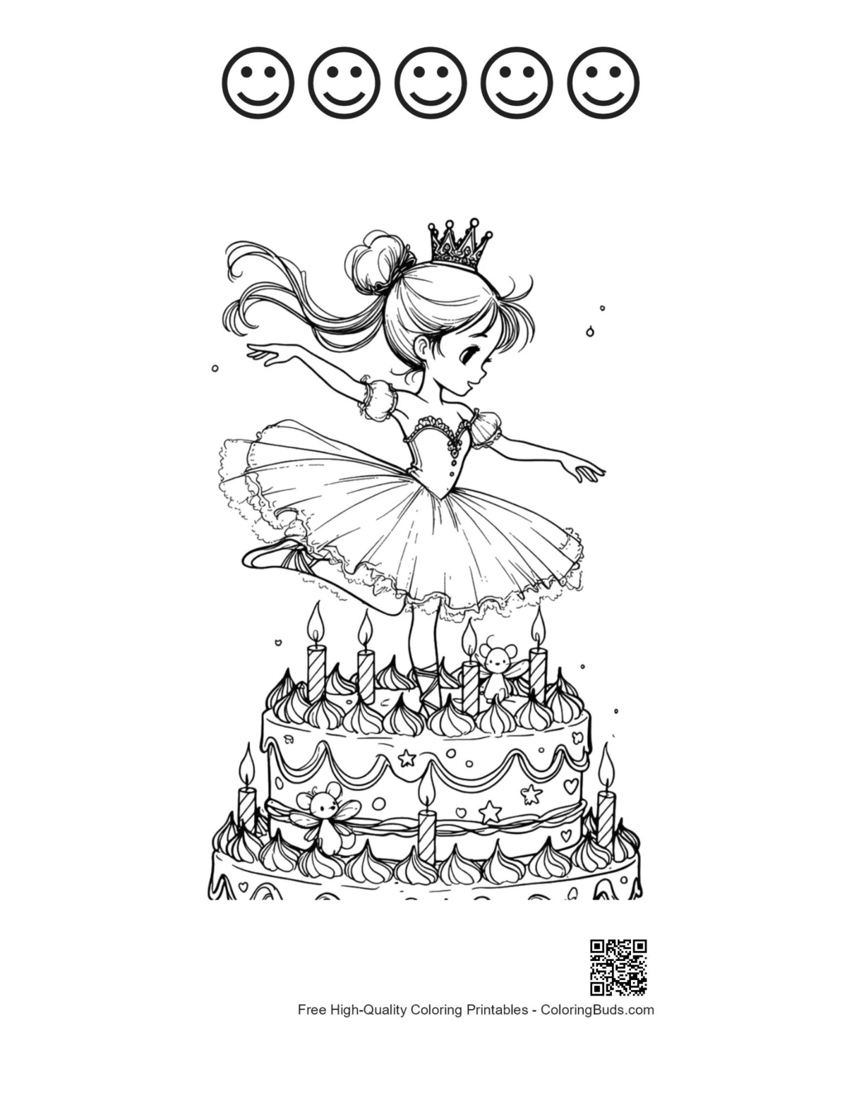 Ballerina princess sheet with happy faces