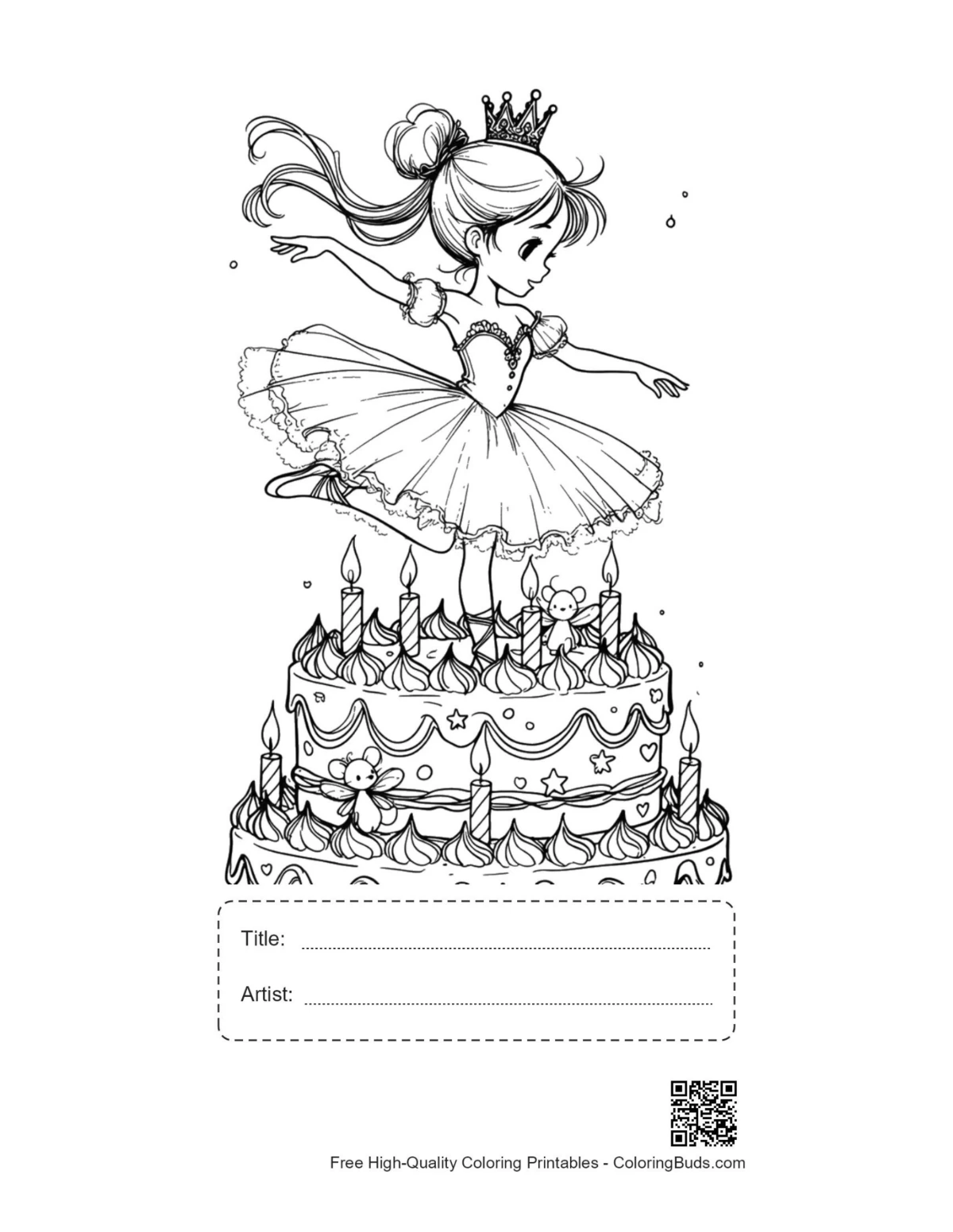 Ballerina princess printable with title box
